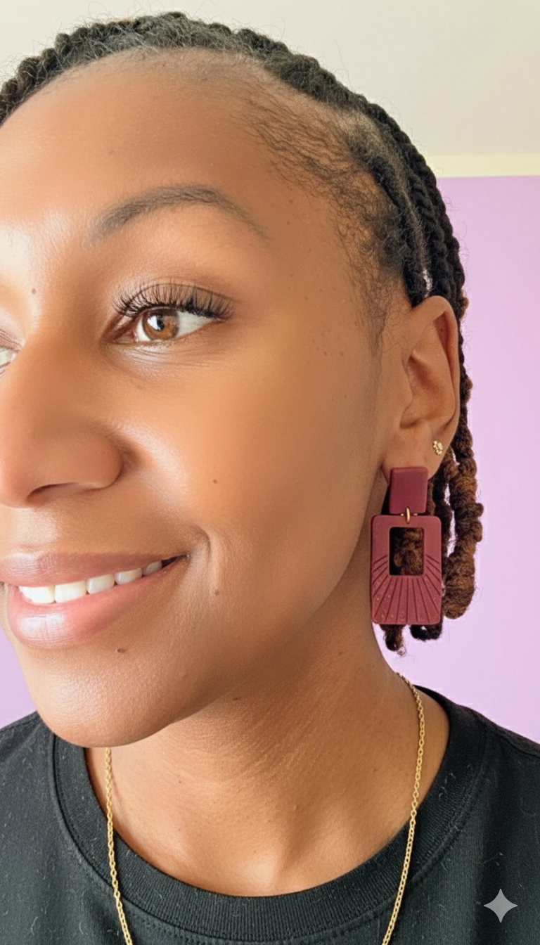 Textured Square Clay Earrings