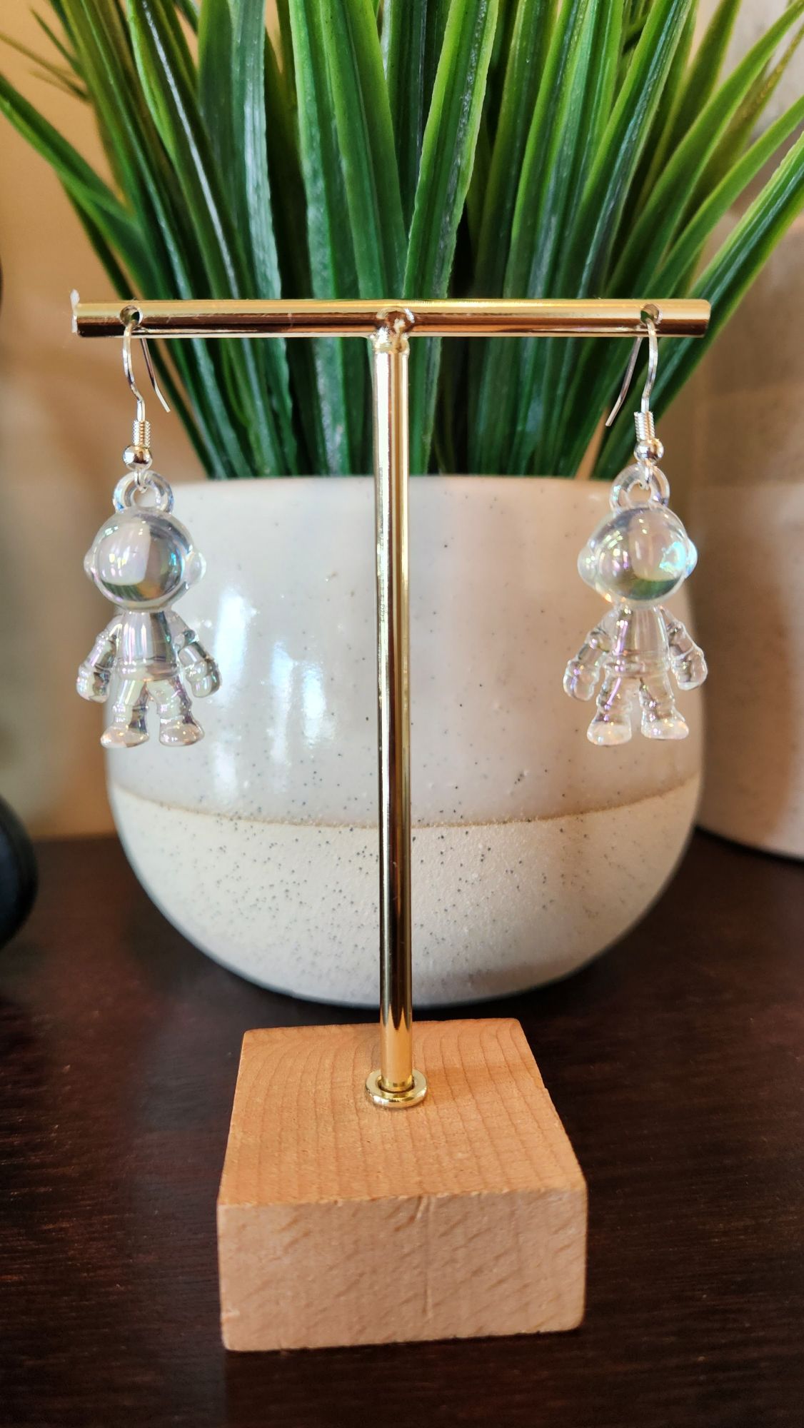 Iridescent Astronaut Earrings