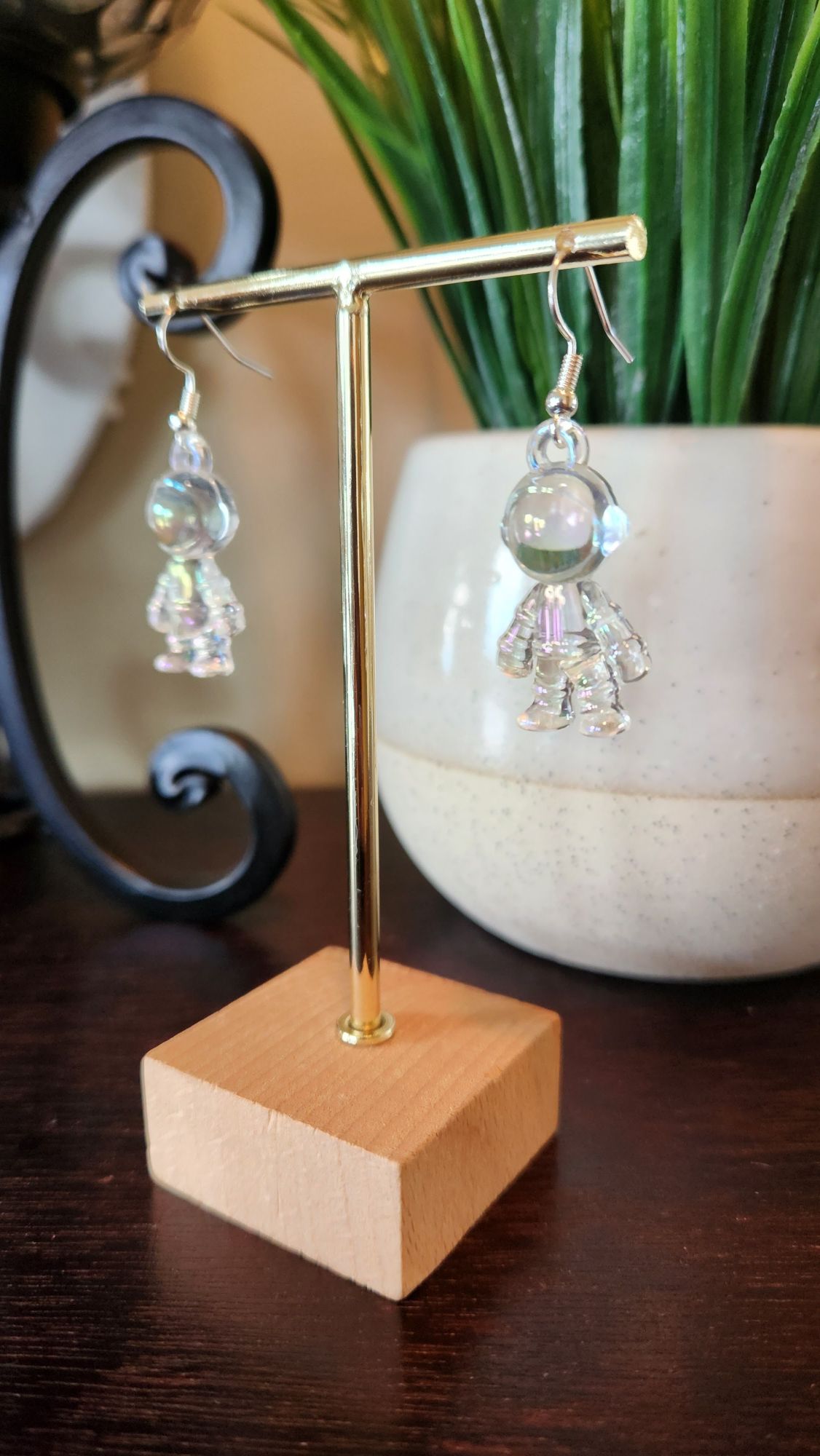 Iridescent Astronaut Earrings