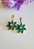 Emerald Green Flower Drop Earrings