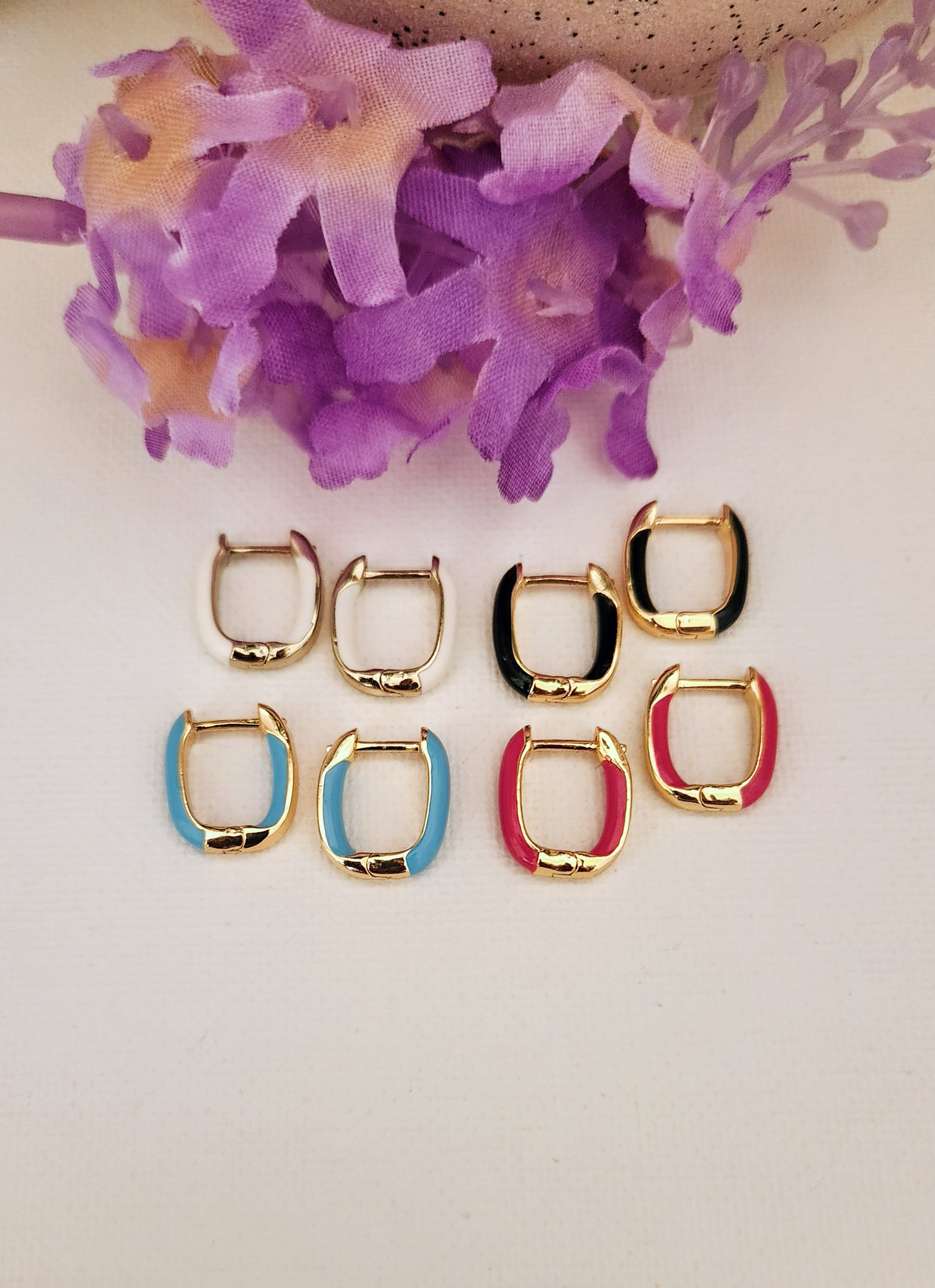 Colorful Mini Enamel Hoop Earrings