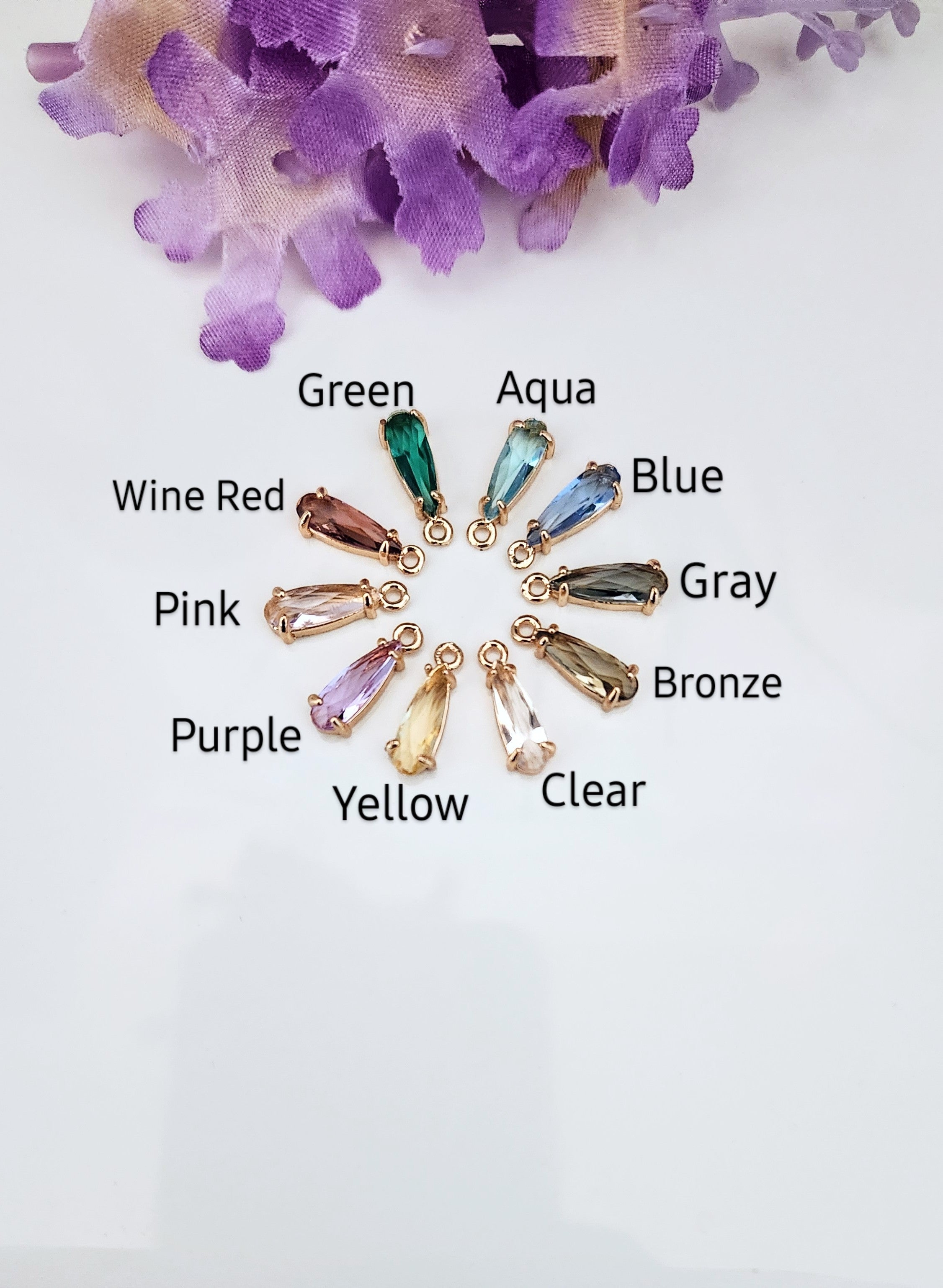 Teardrop Crystal Stone Huggies- Multiple Colors
