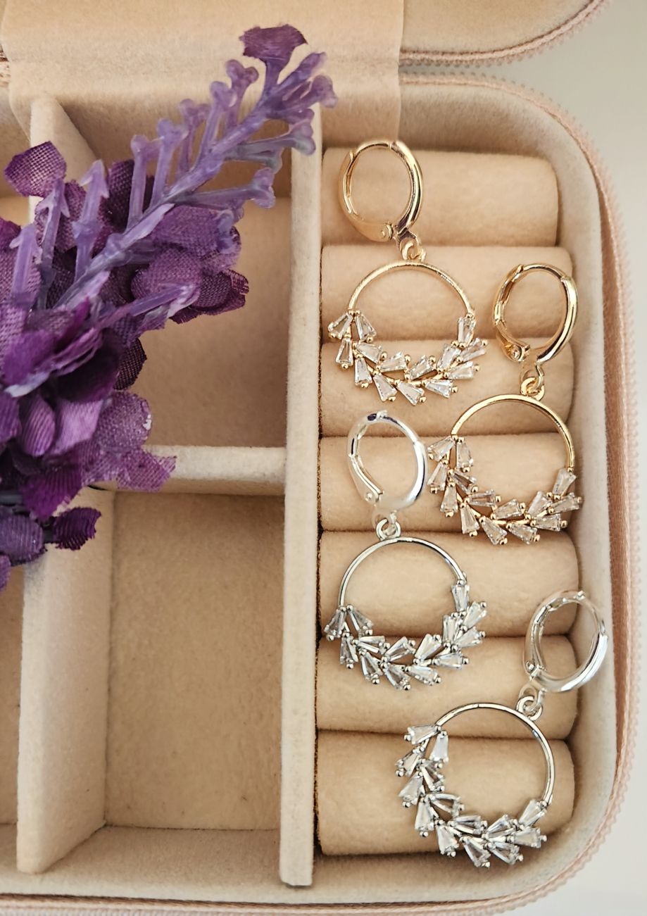 Crystal Branch Huggie Earrings