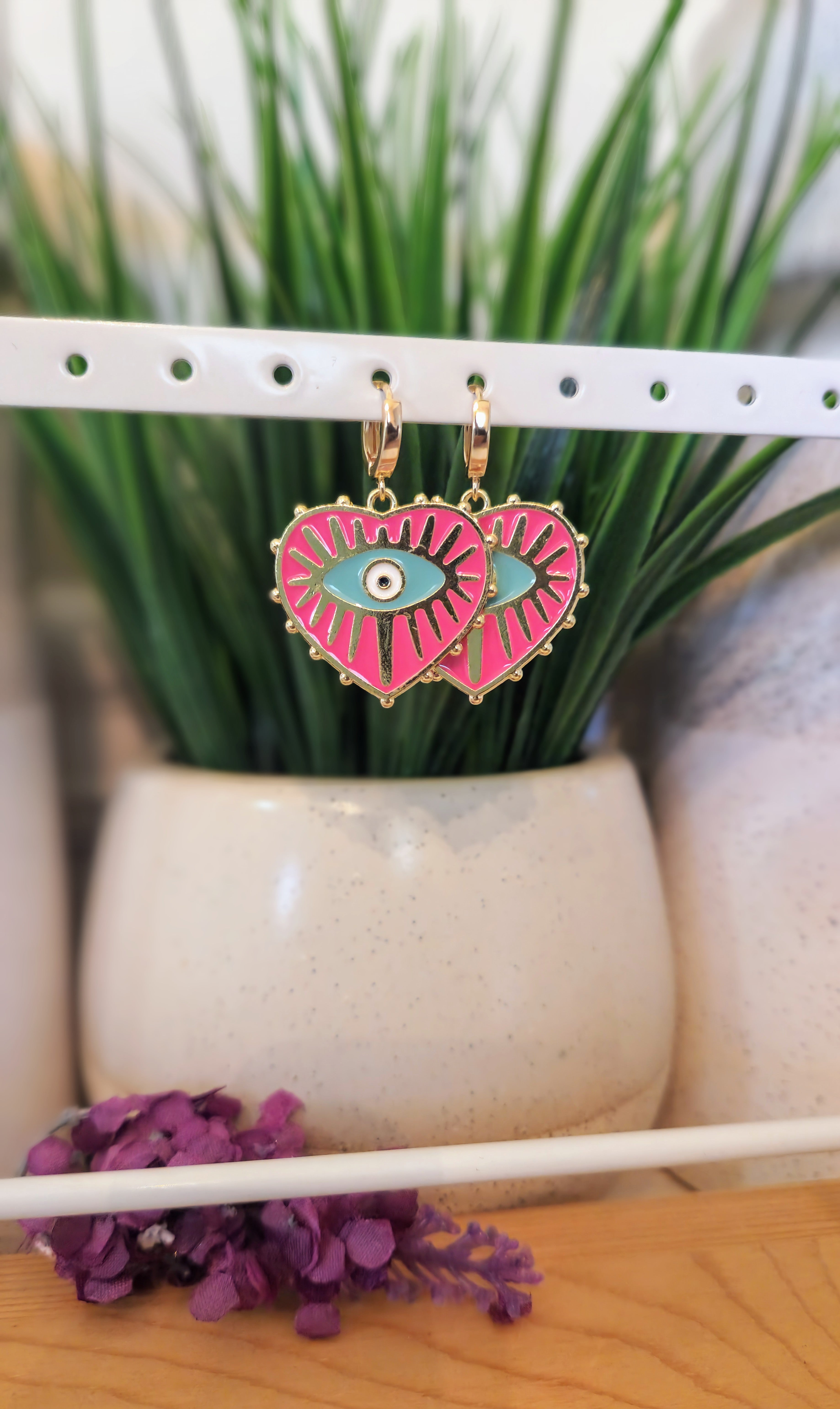 Heart Evil Eye Hoop Earrings