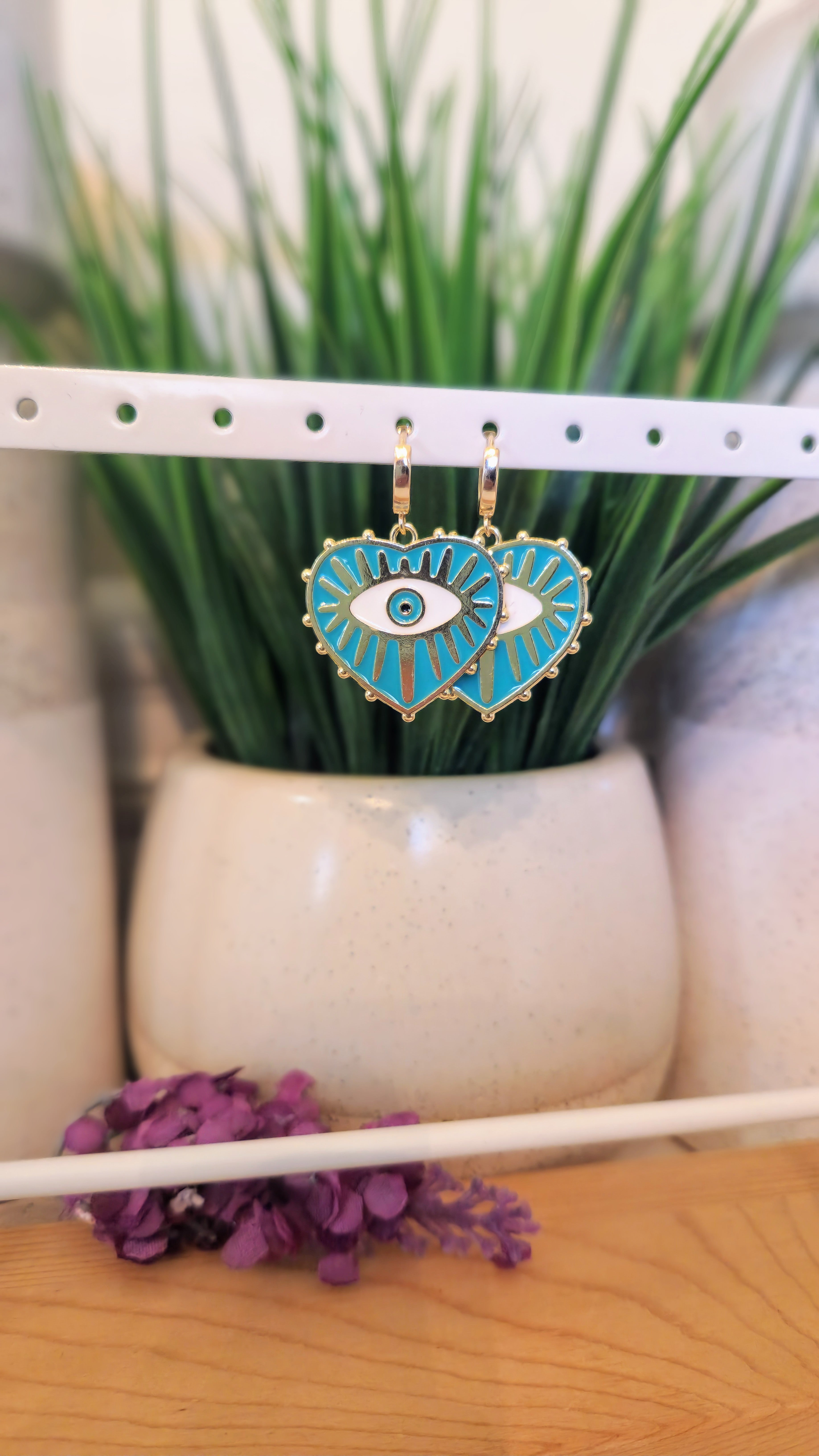Heart Evil Eye Hoop Earrings