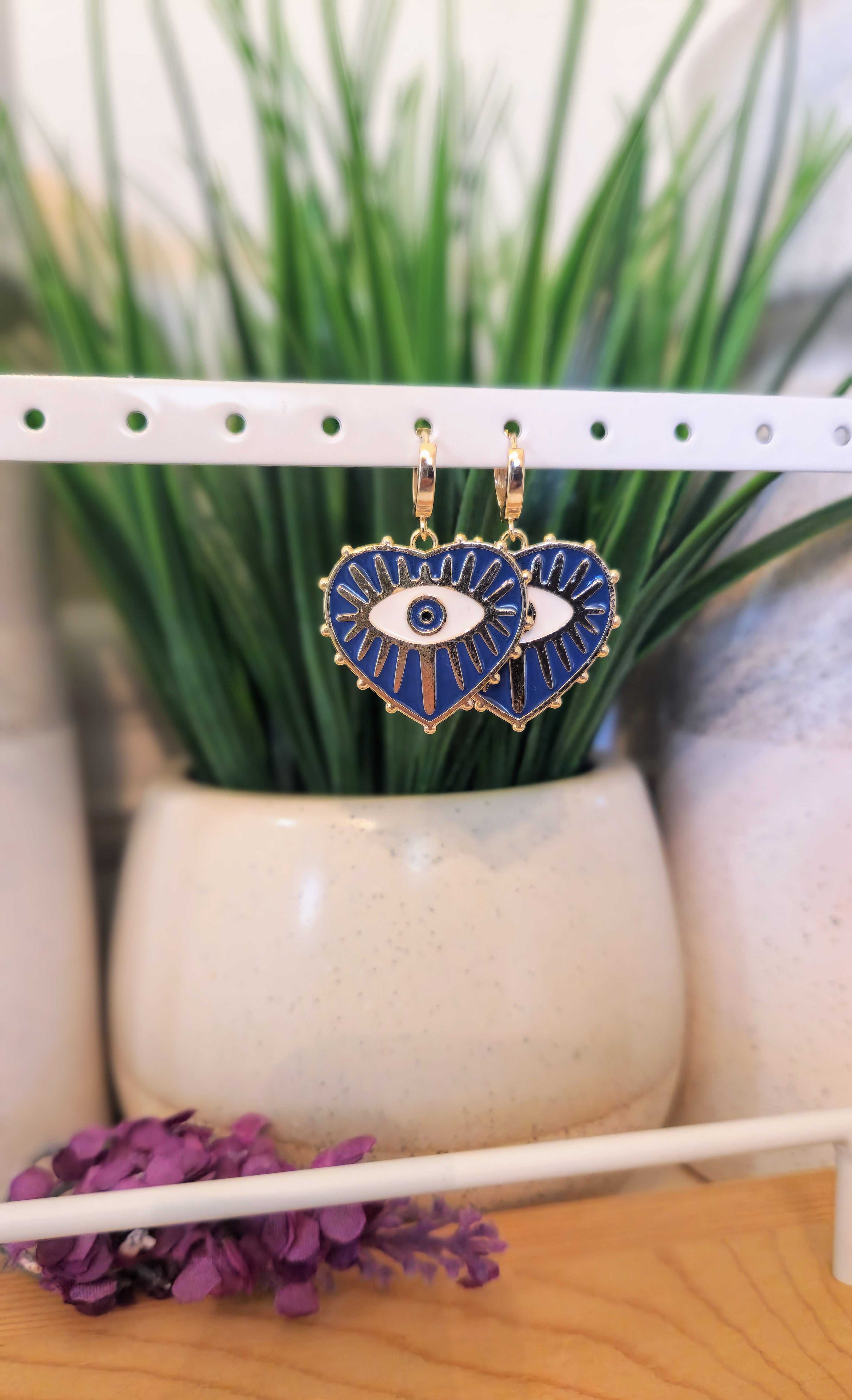 Heart Evil Eye Hoop Earrings