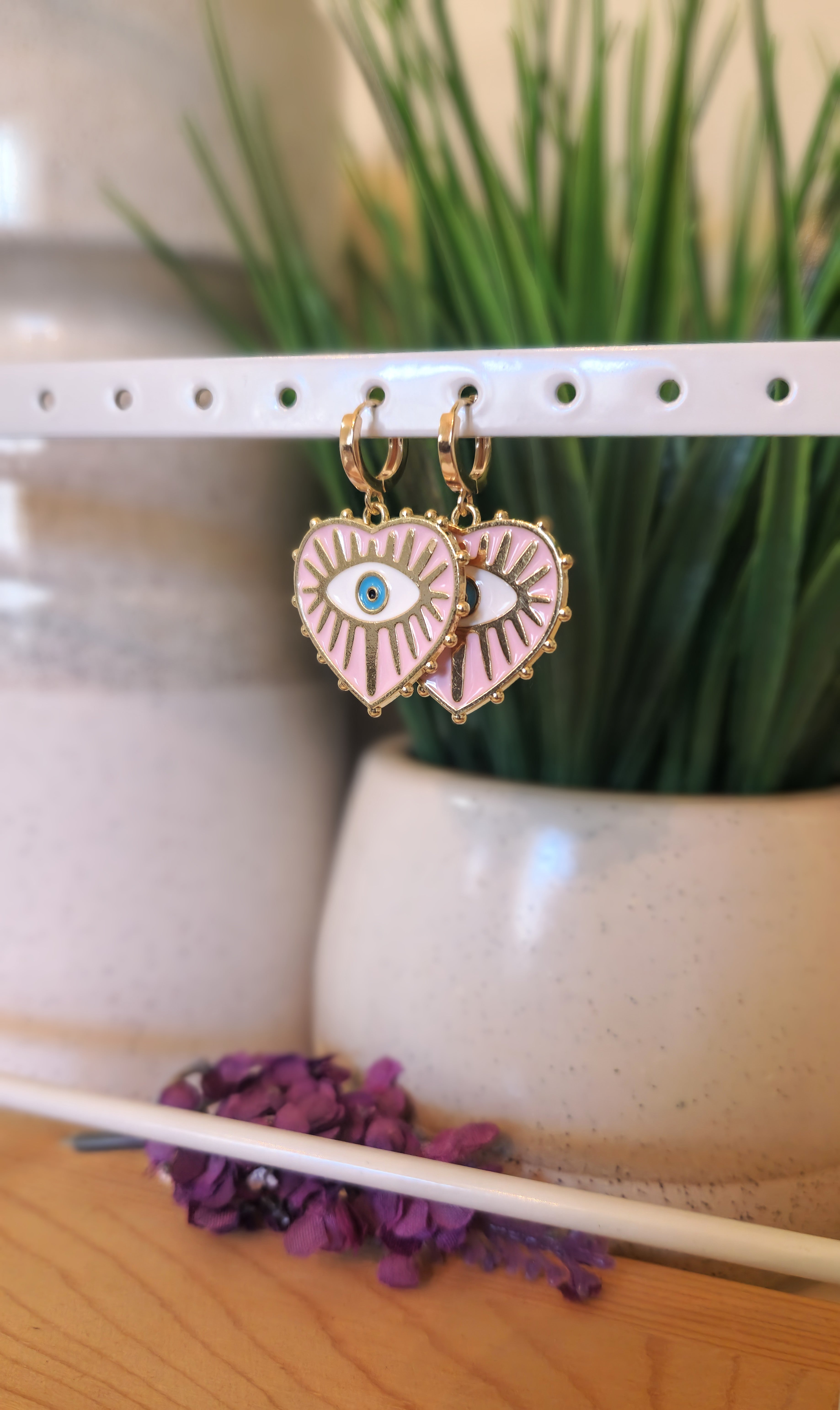 Heart Evil Eye Hoop Earrings