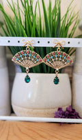 Emerald Fan Dangle Earrings
