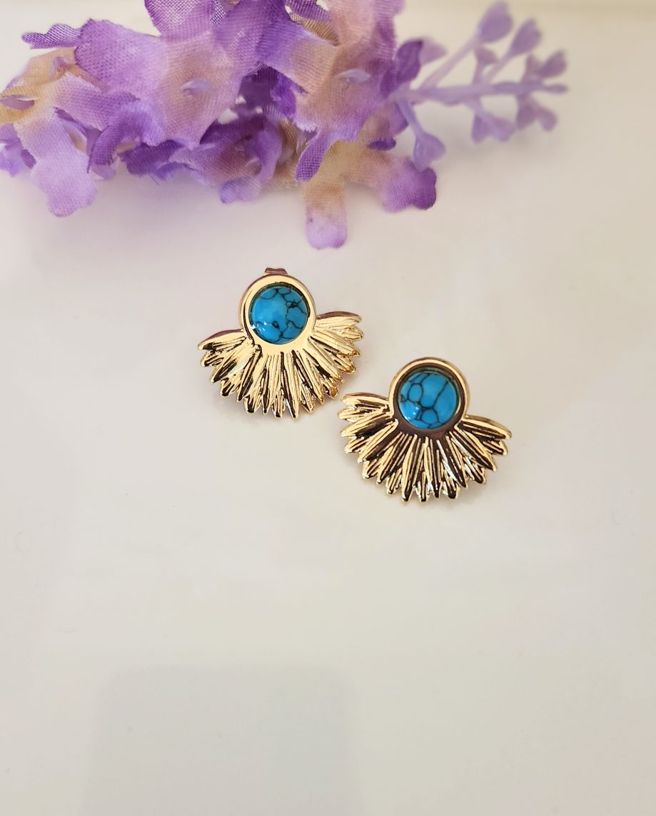 Turquoise Fan Stud Earrings