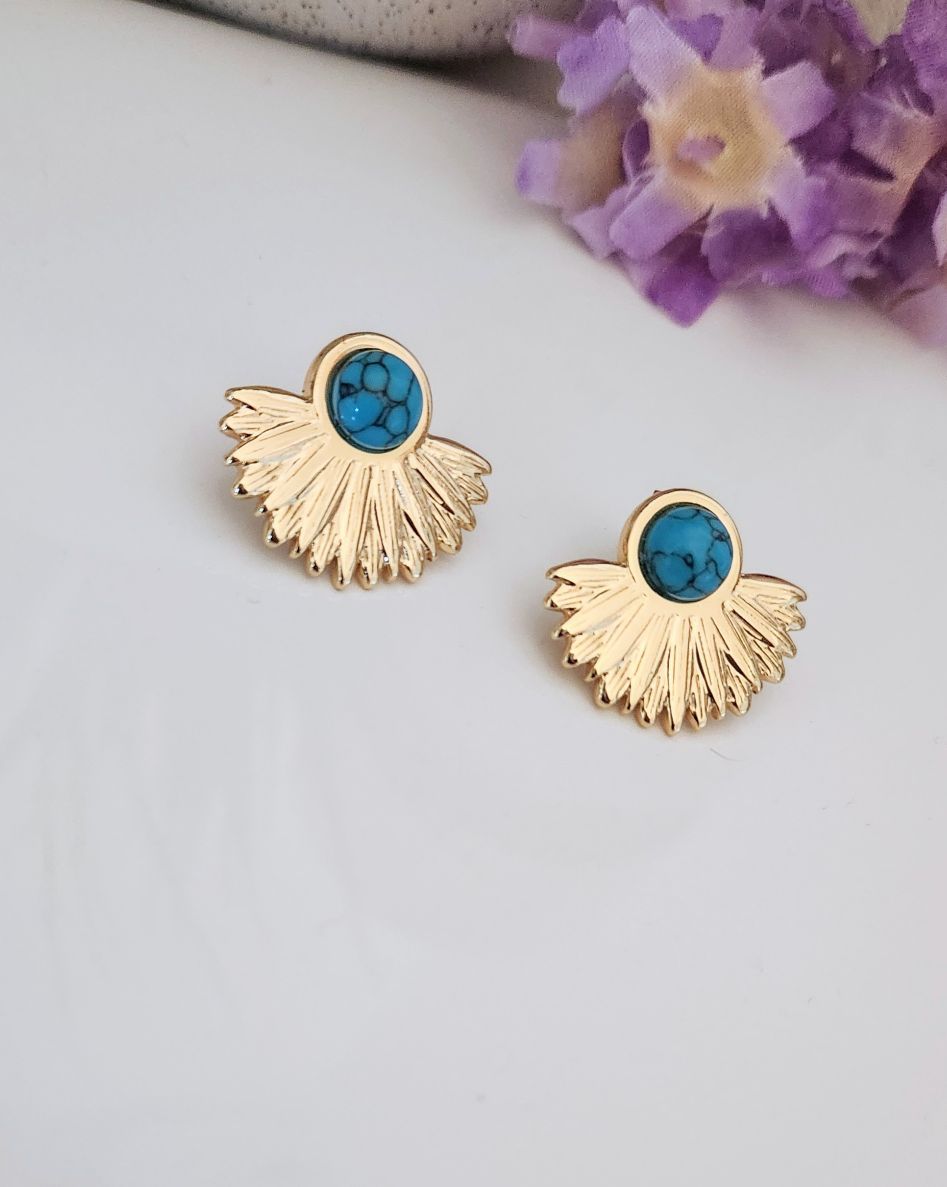 Turquoise Fan Stud Earrings