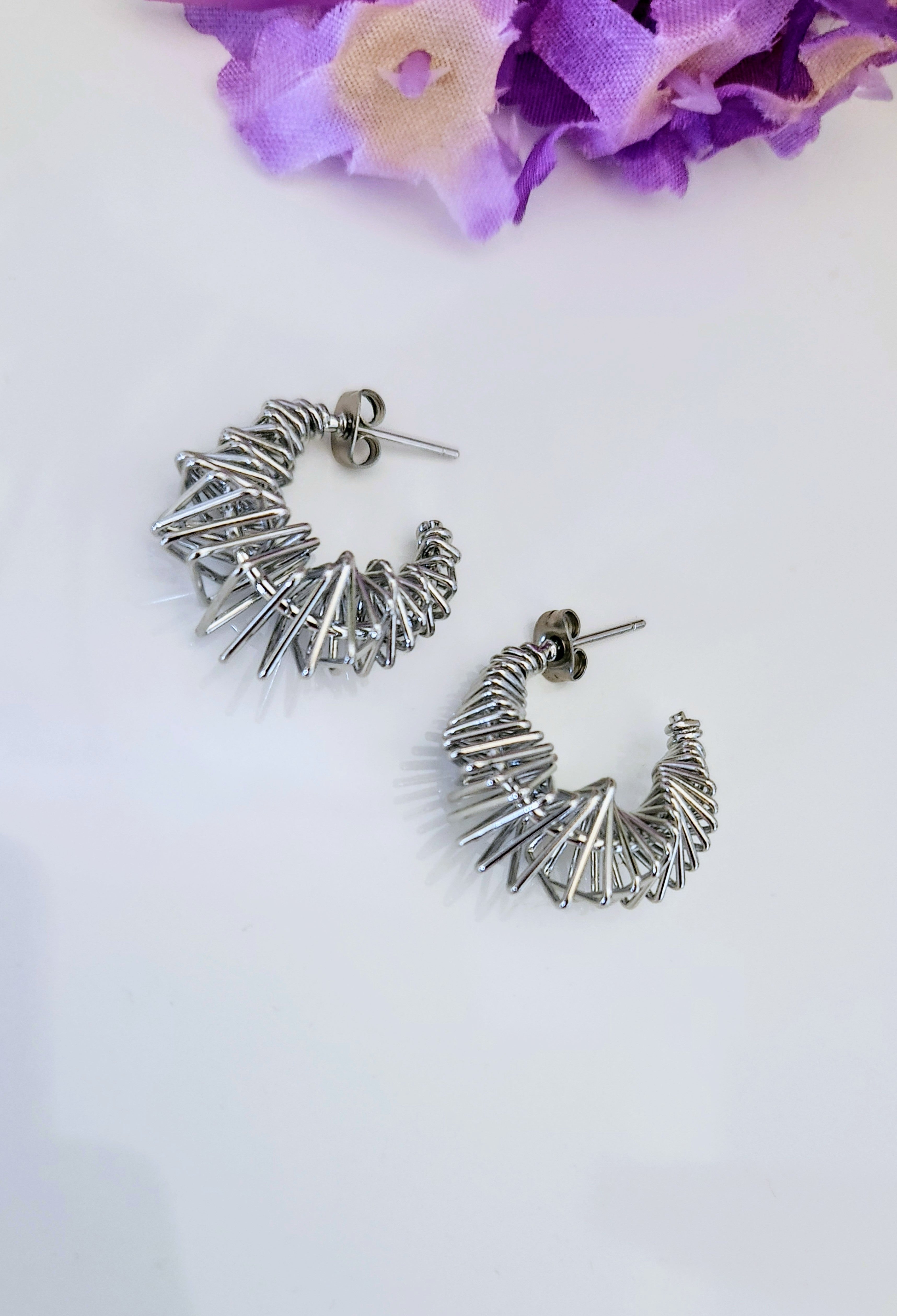 Spiral Wire Statement Hoop Earrings– Gold or Silver