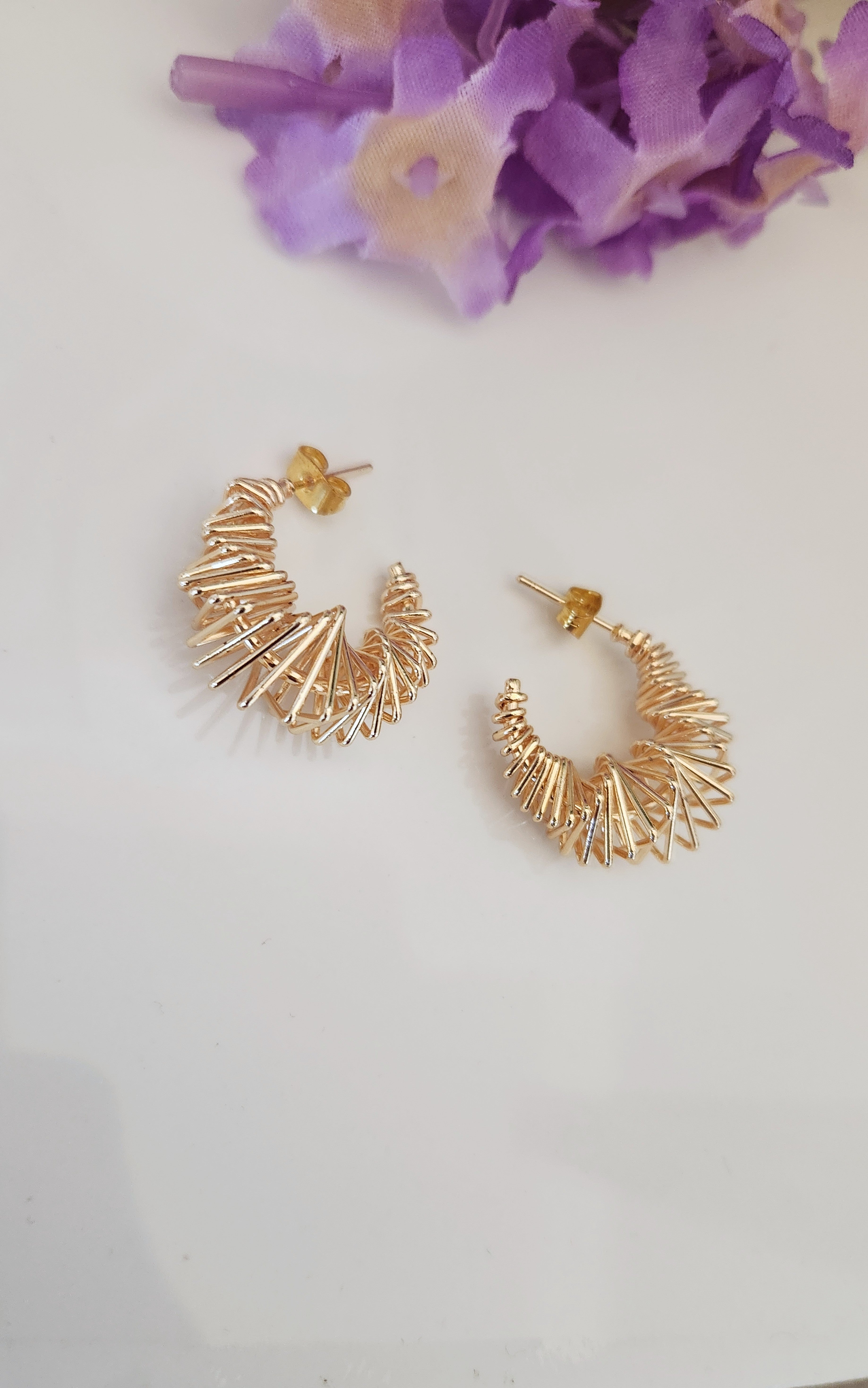 Spiral Wire Statement Hoop Earrings– Gold or Silver