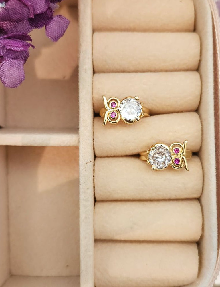 Gold Owl Hoop Earrings