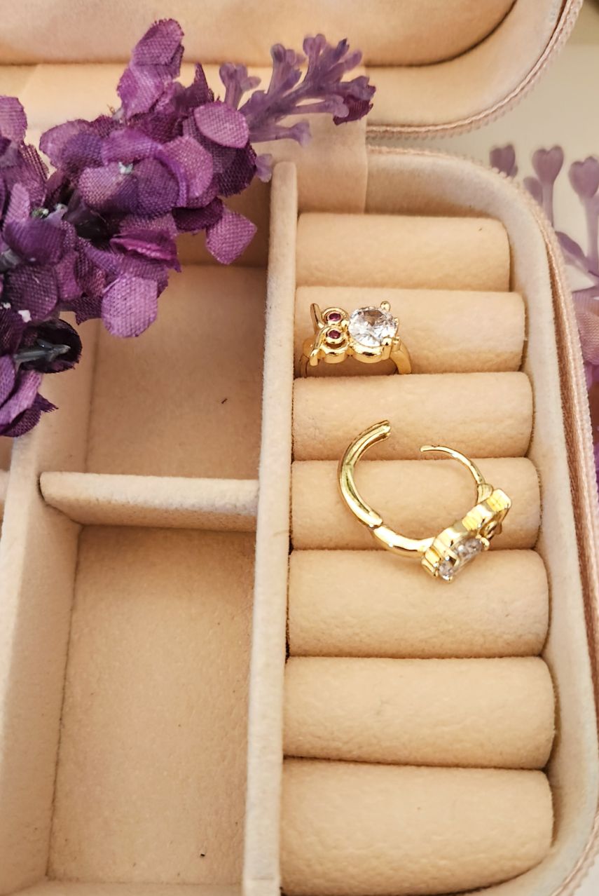 Gold Owl Hoop Earrings