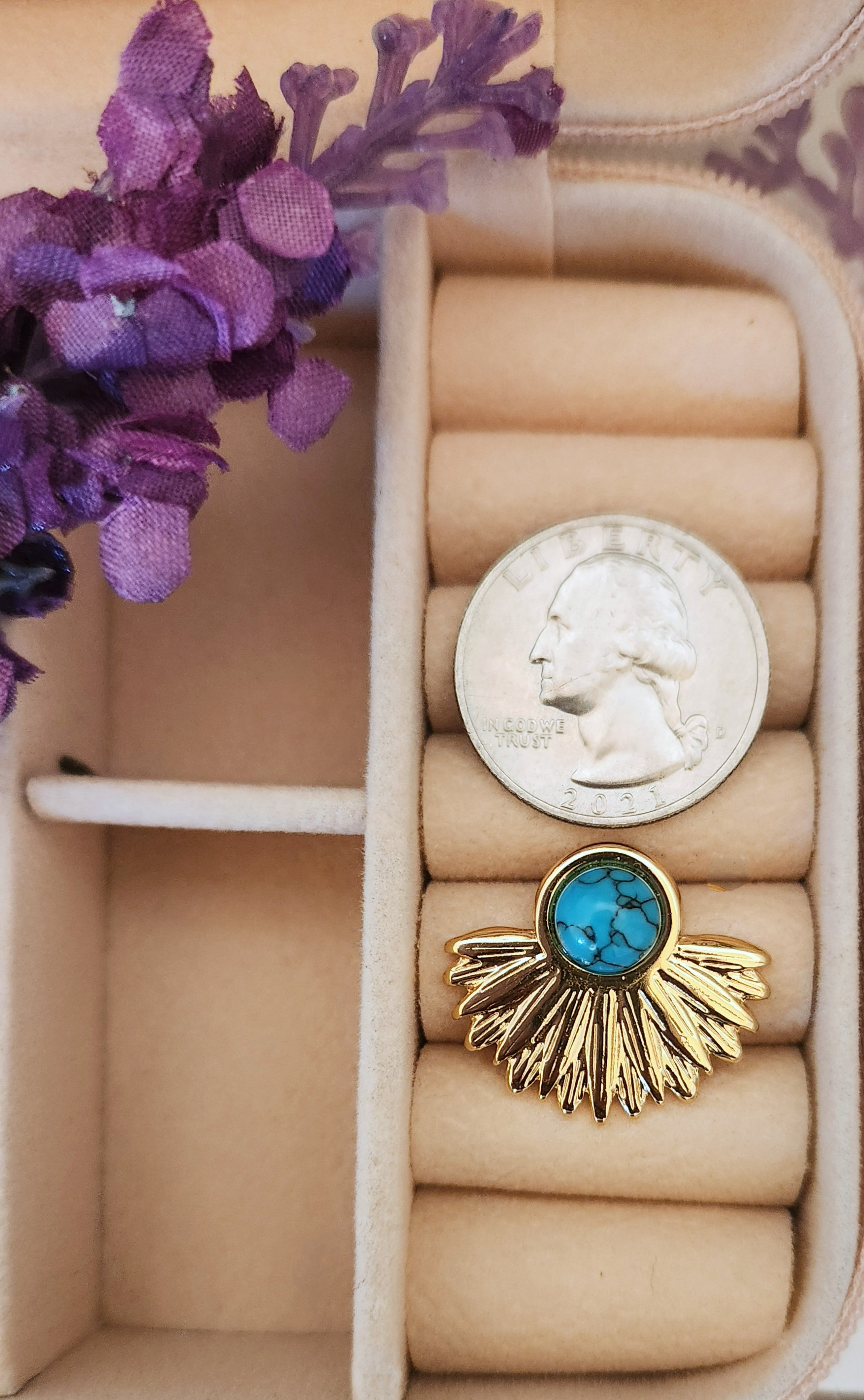 Turquoise Fan Stud Earrings