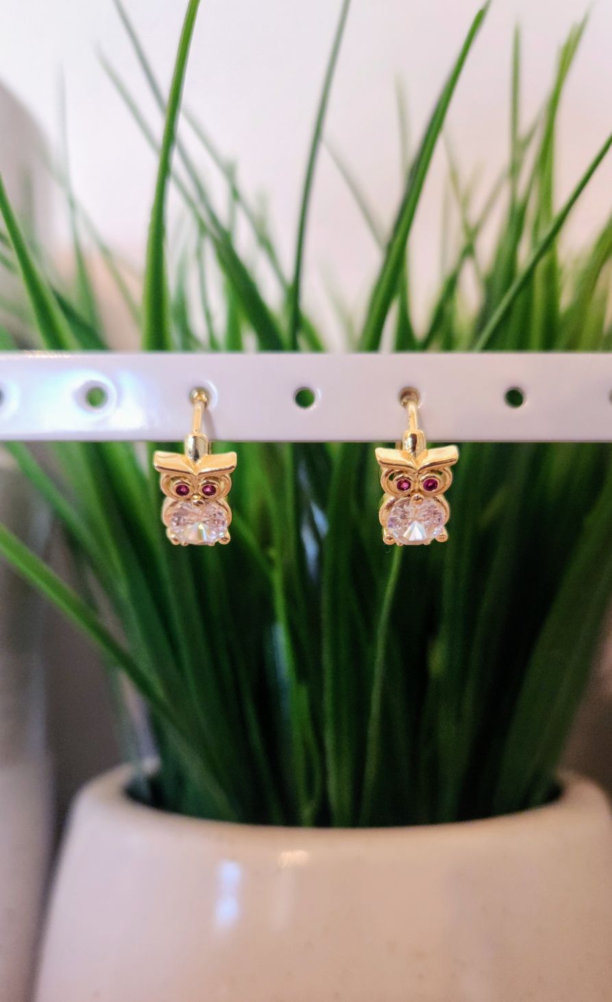 Gold Owl Hoop Earrings