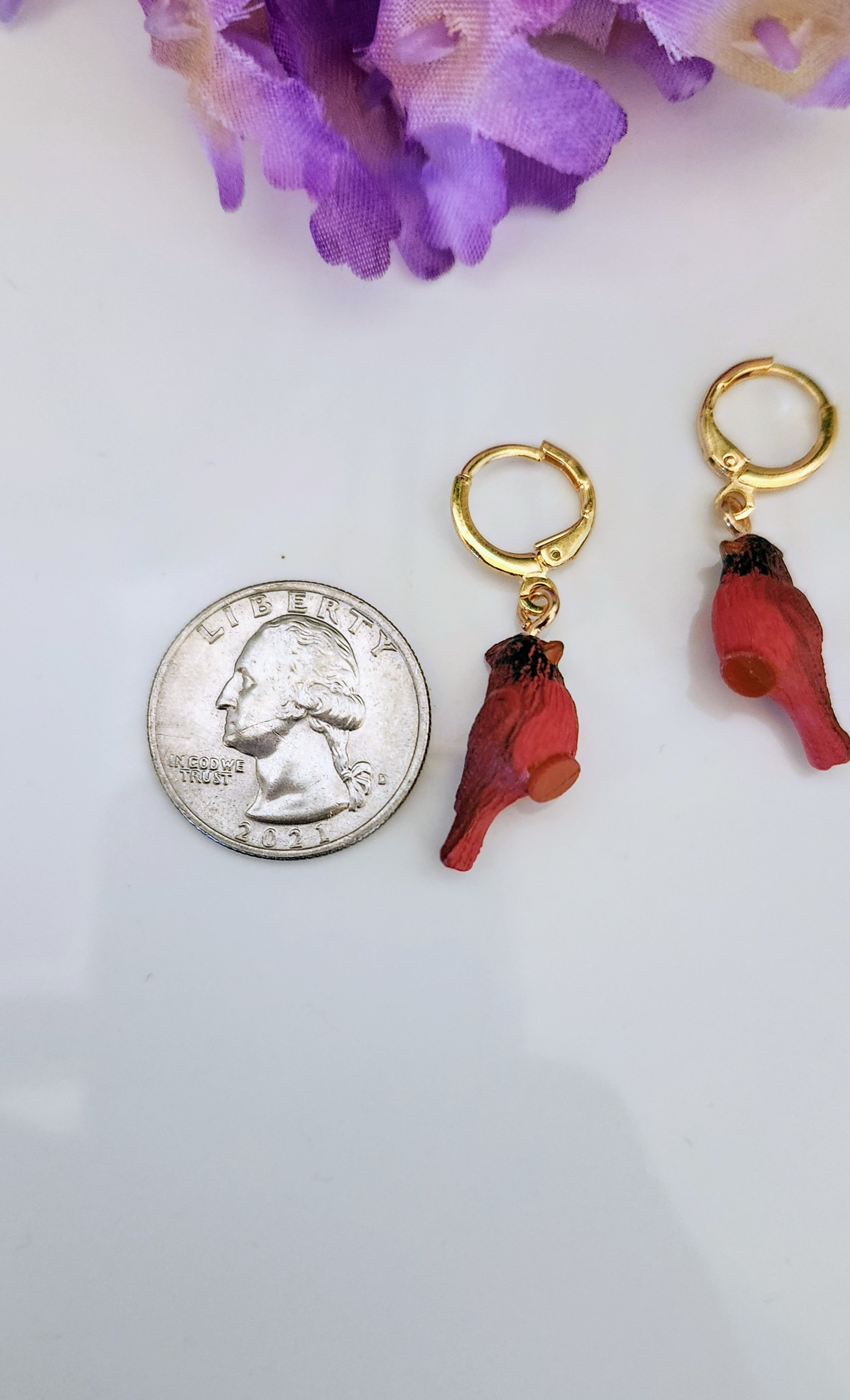 Blue Jay or Cardinal Bird Earrings