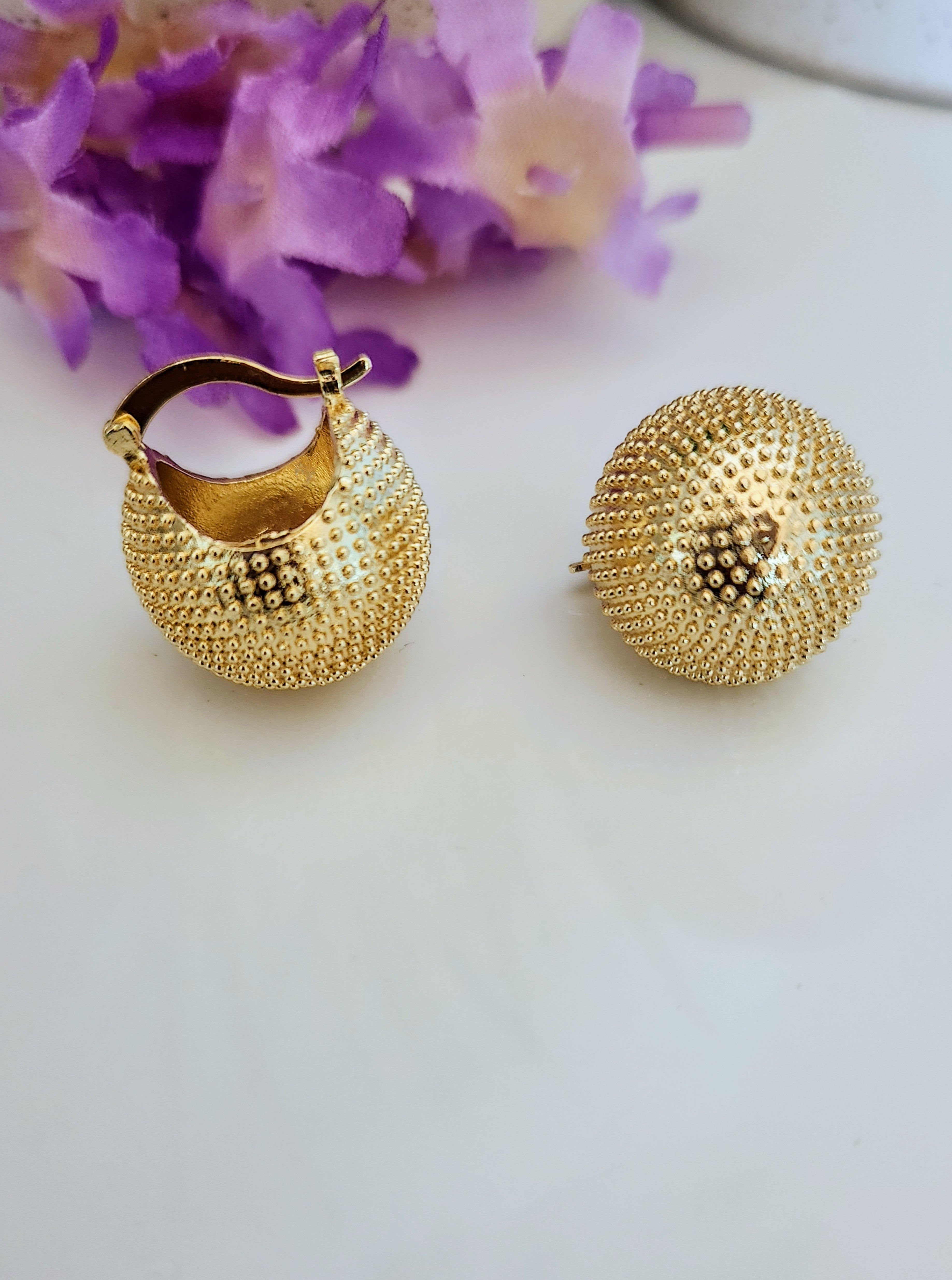 Chunky Sphere Huggie Hoops