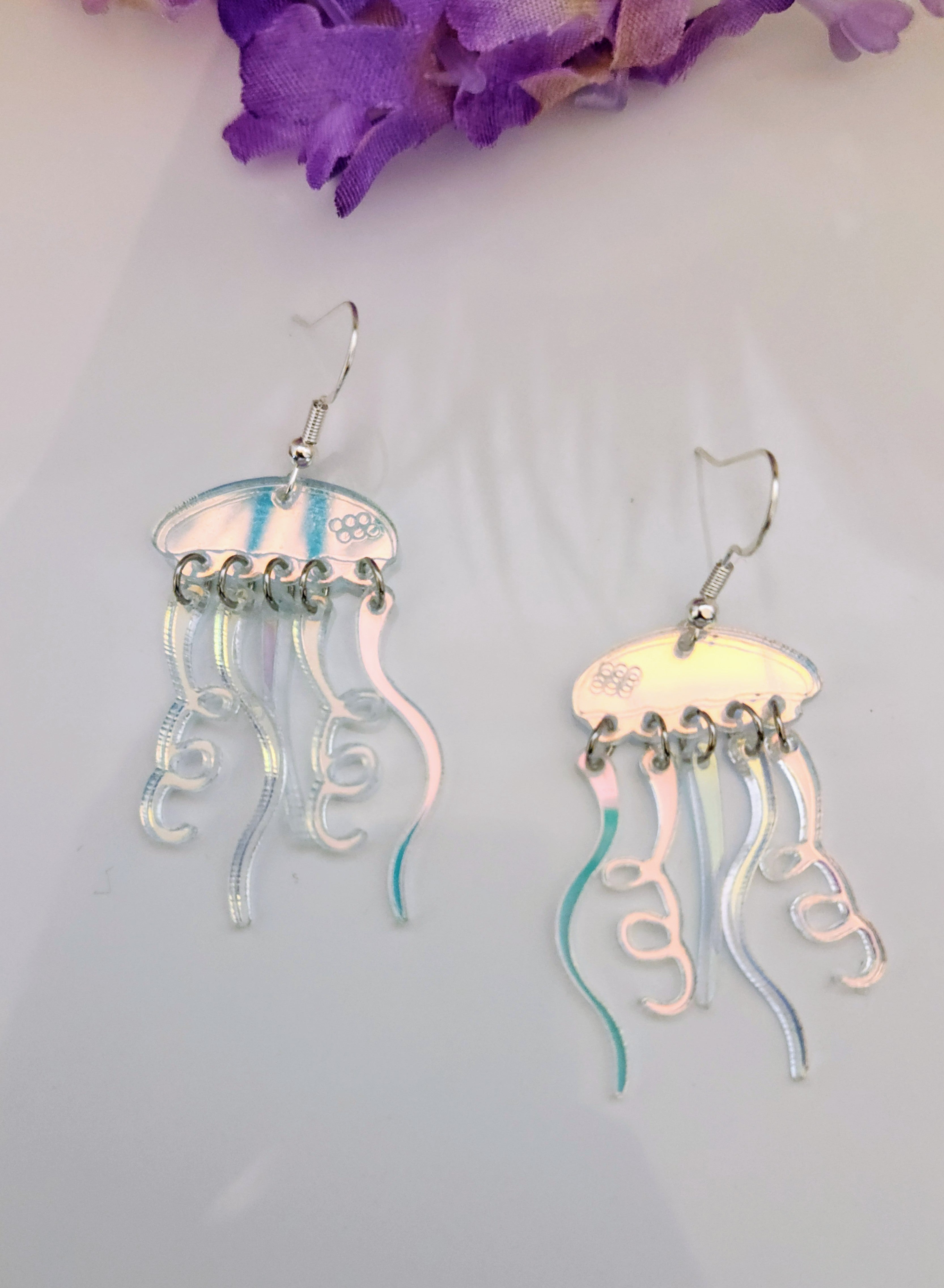 Holographic Jellyfish Dangle Earrings