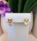 Gold Owl Hoop Earrings