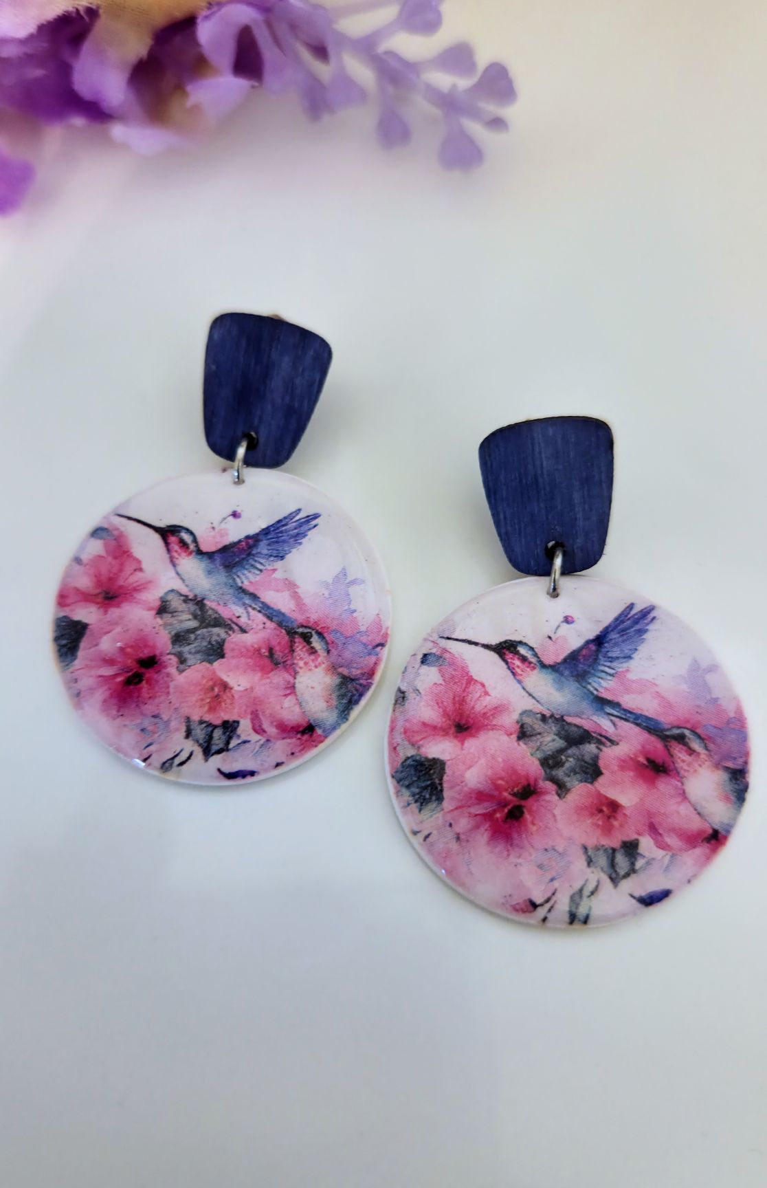 Hummingbird Floral Earrings