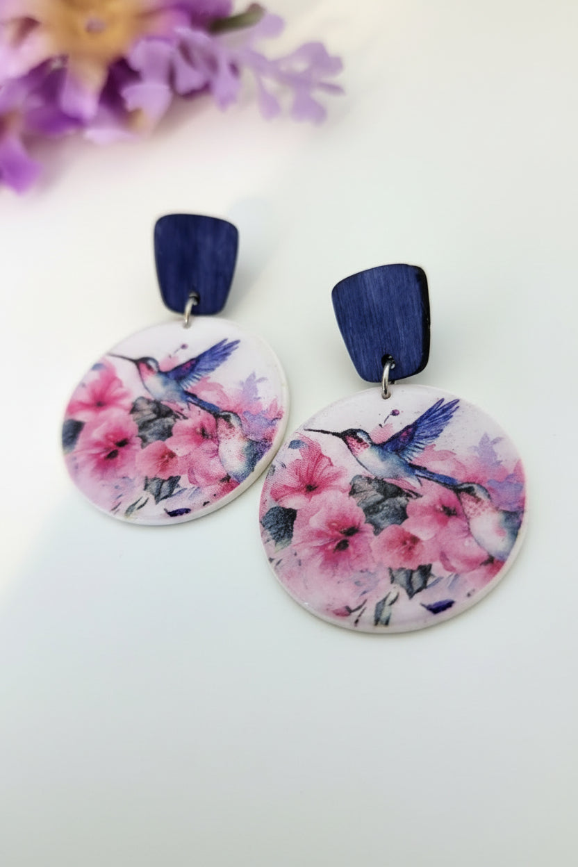 Hummingbird Floral Earrings