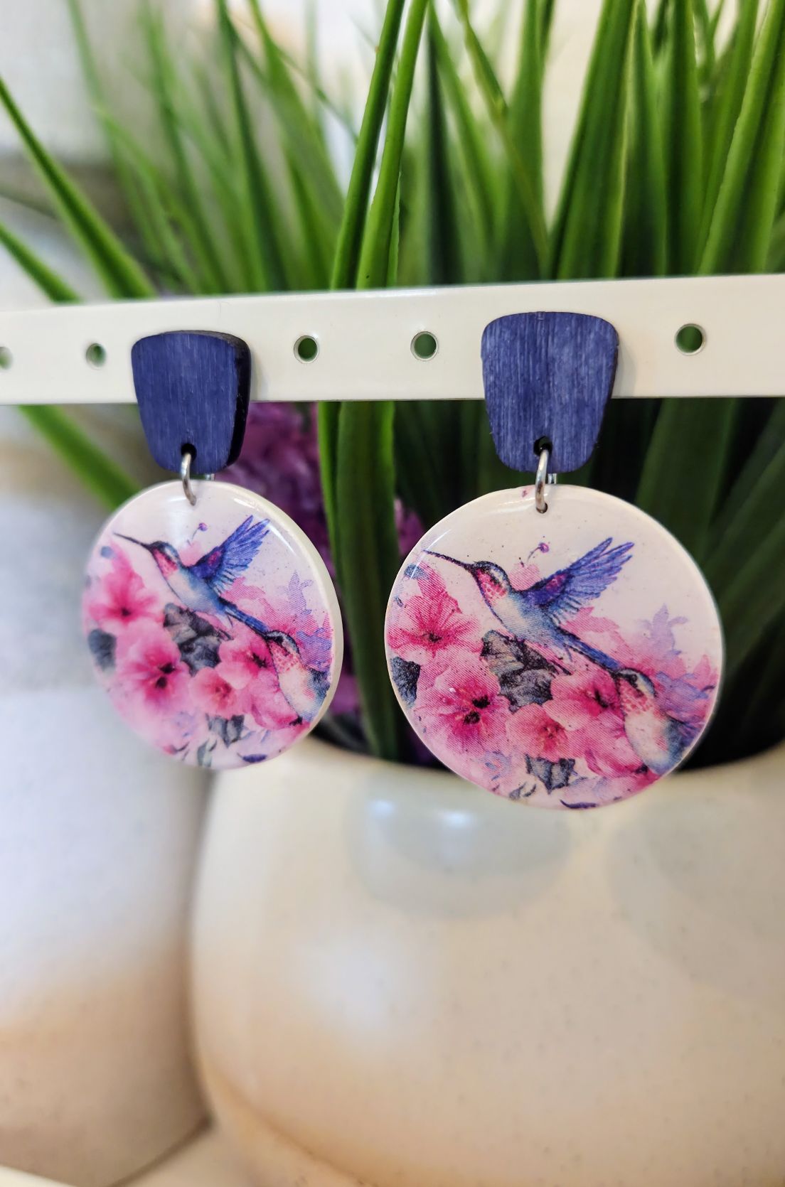 Hummingbird Floral Earrings