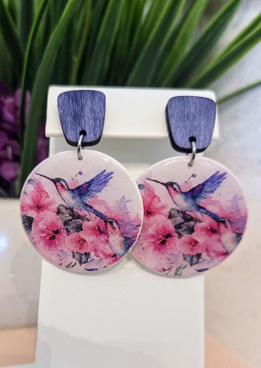 Hummingbird Floral Earrings