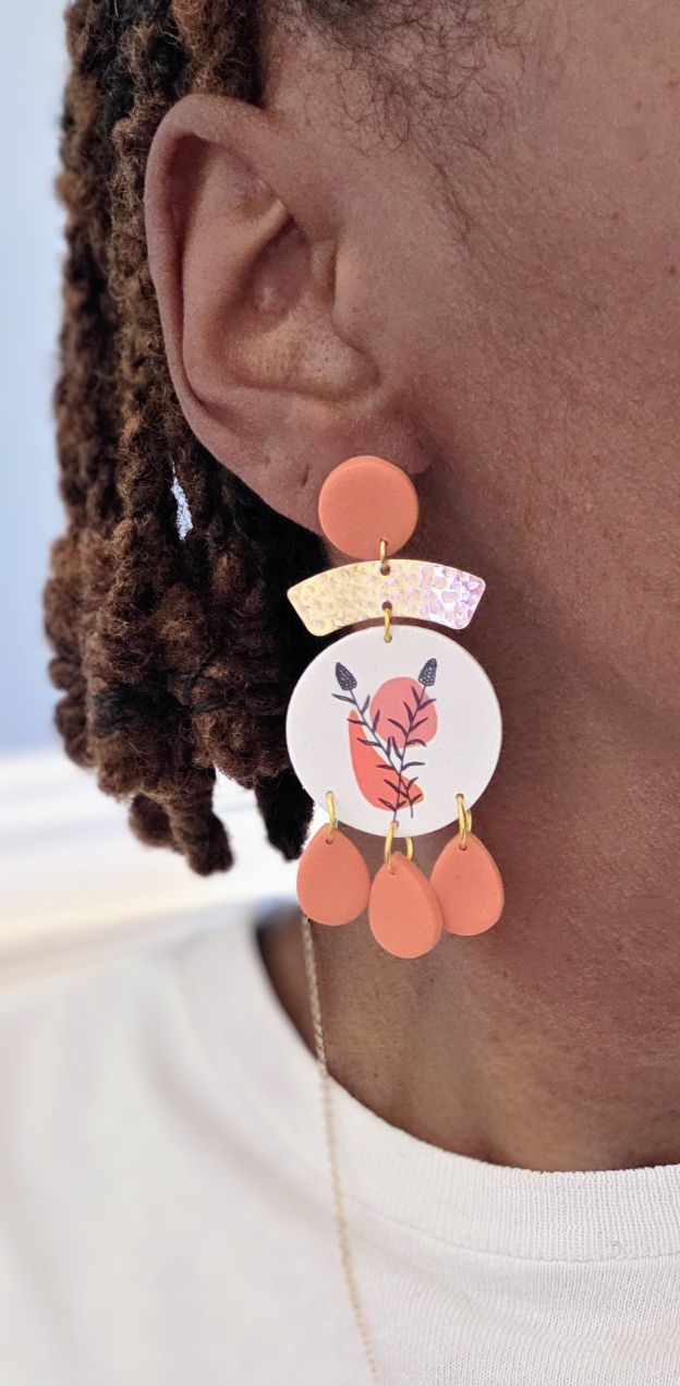 Terracotta Floral Drop Earrings