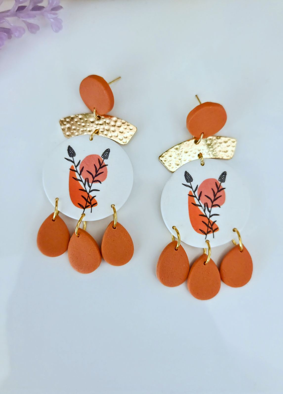 Terracotta Floral Drop Earrings