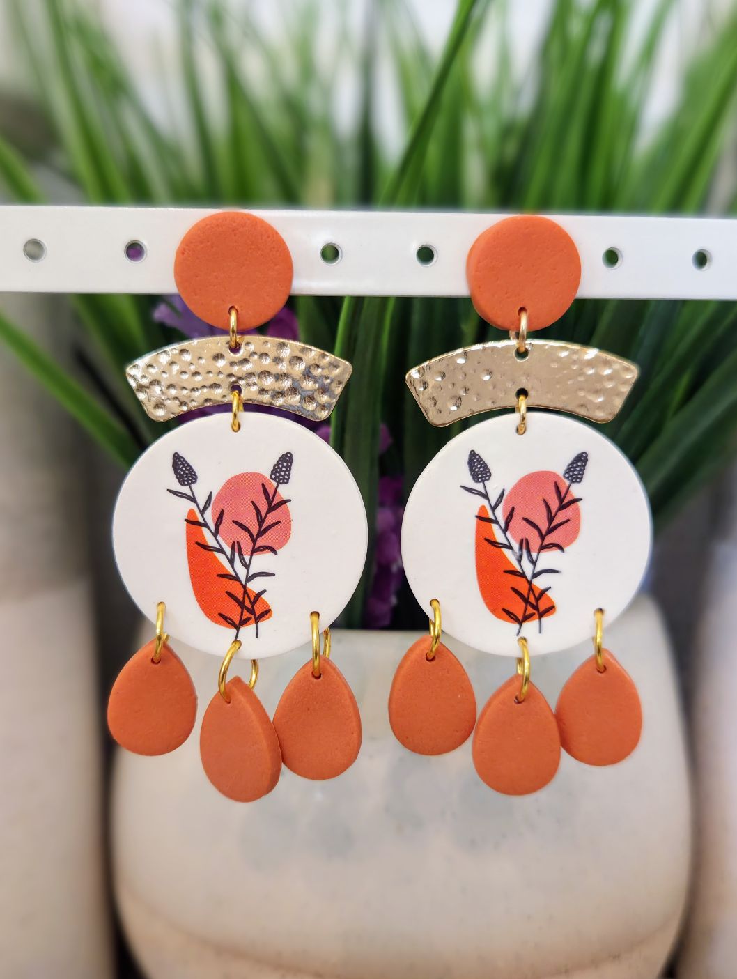Terracotta Floral Drop Earrings