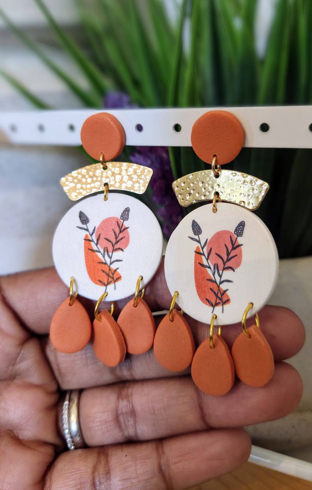 Terracotta Floral Drop Earrings