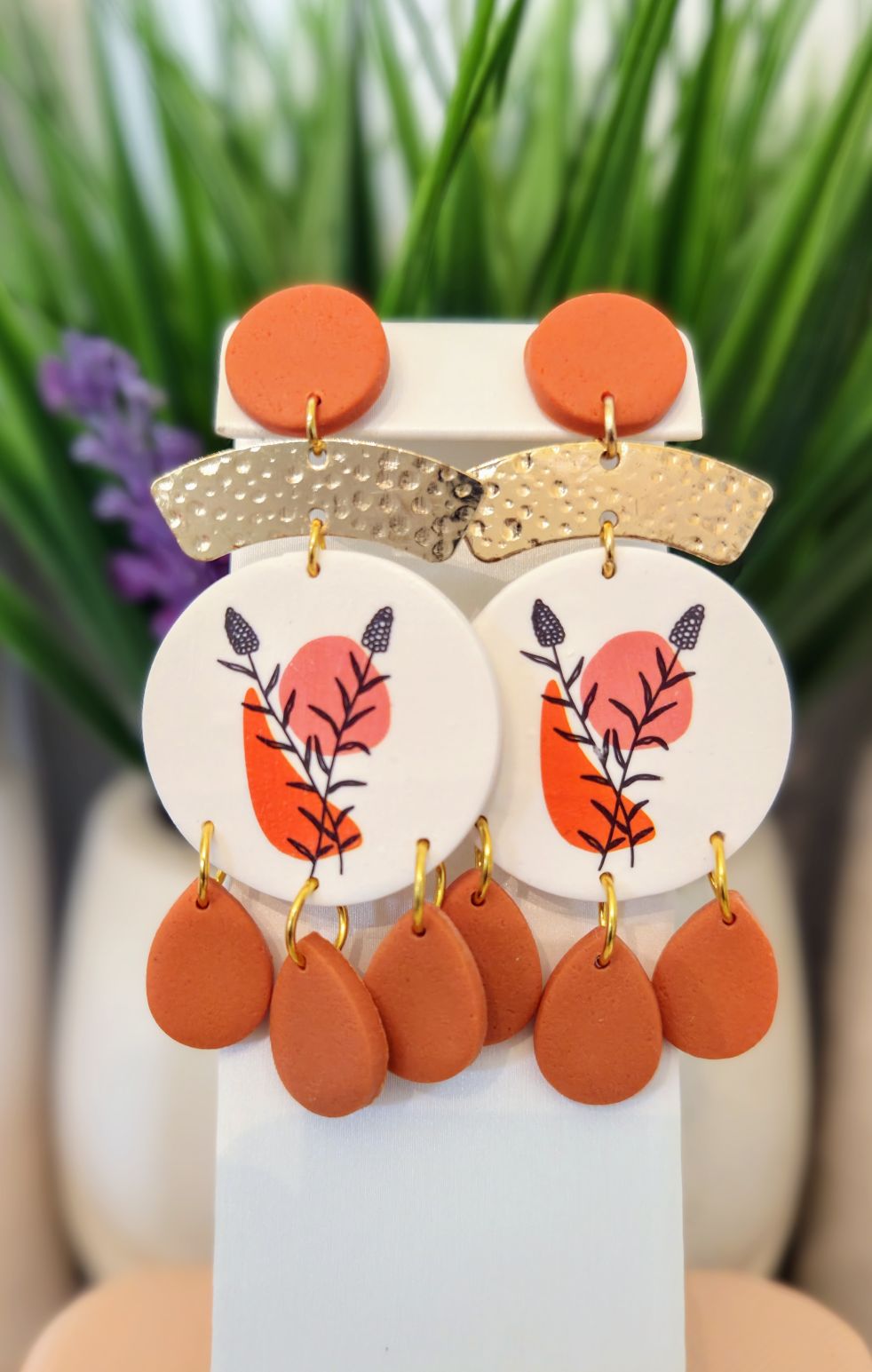 Terracotta Floral Drop Earrings