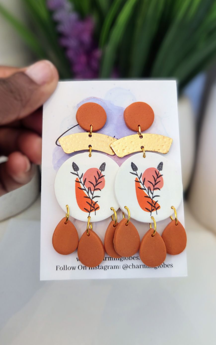 Terracotta Floral Drop Earrings