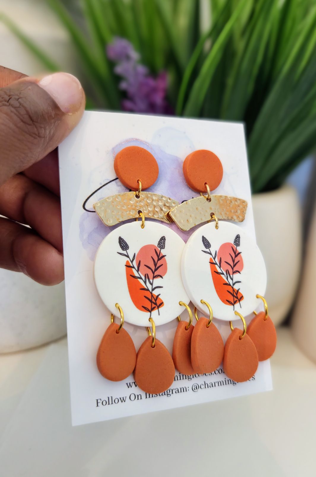 Terracotta Floral Drop Earrings