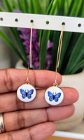 Blue Butterfly Earrings: Bowknot Studs or Threaders