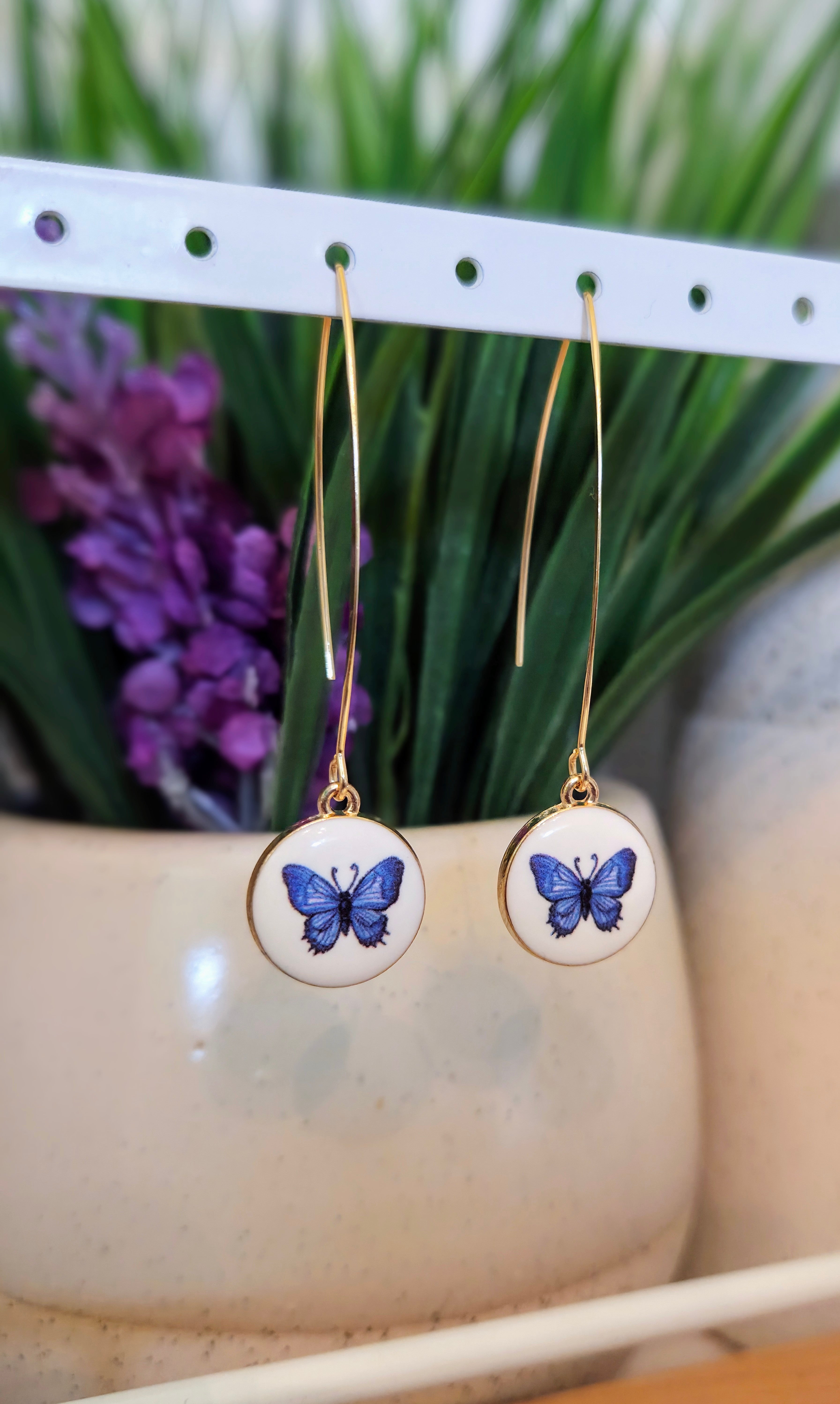 Blue Butterfly Earrings: Bowknot Studs or Threaders