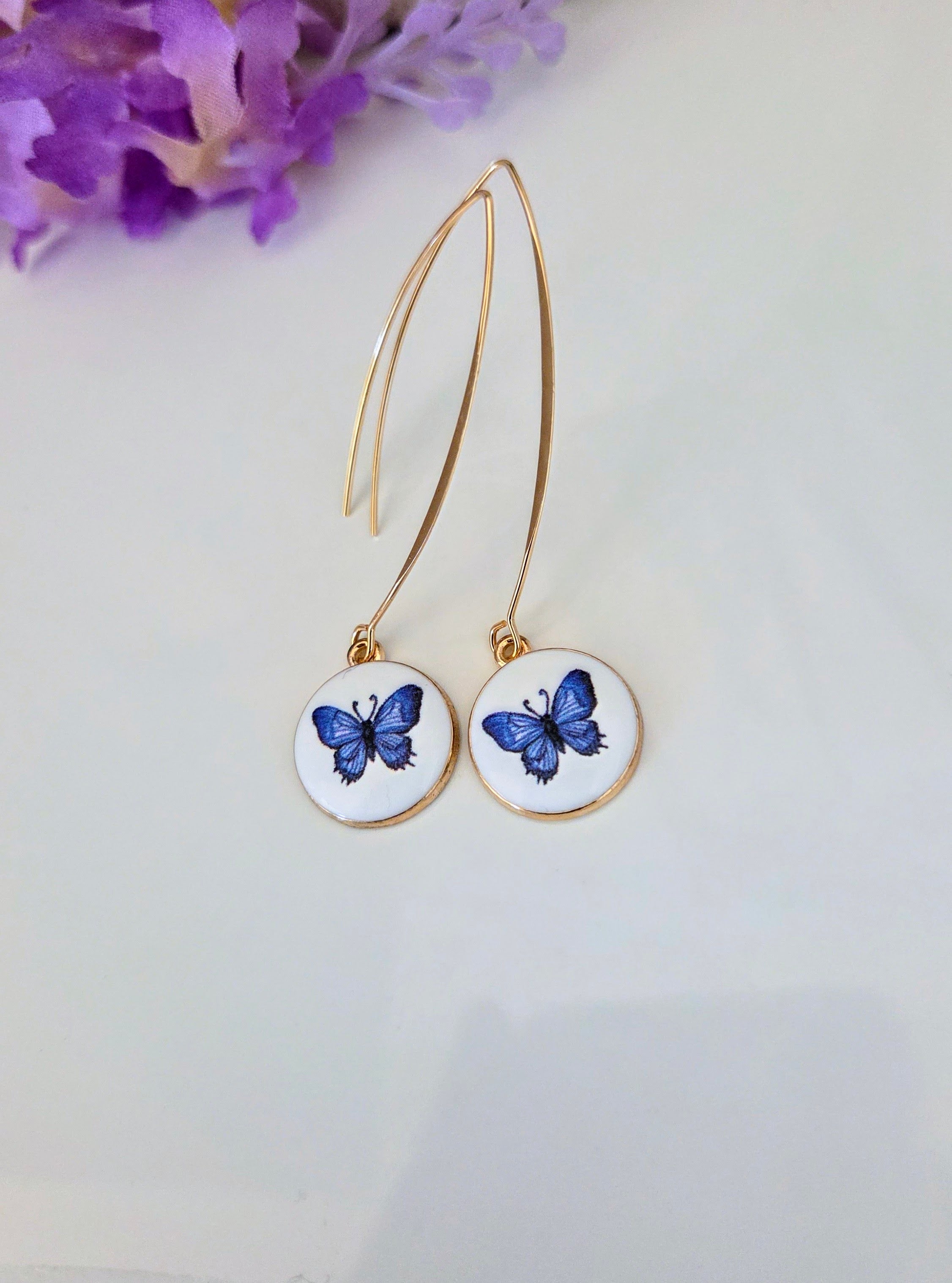 Blue Butterfly Earrings: Bowknot Studs or Threaders