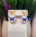 Blue Butterfly Earrings: Bowknot Studs or Threaders