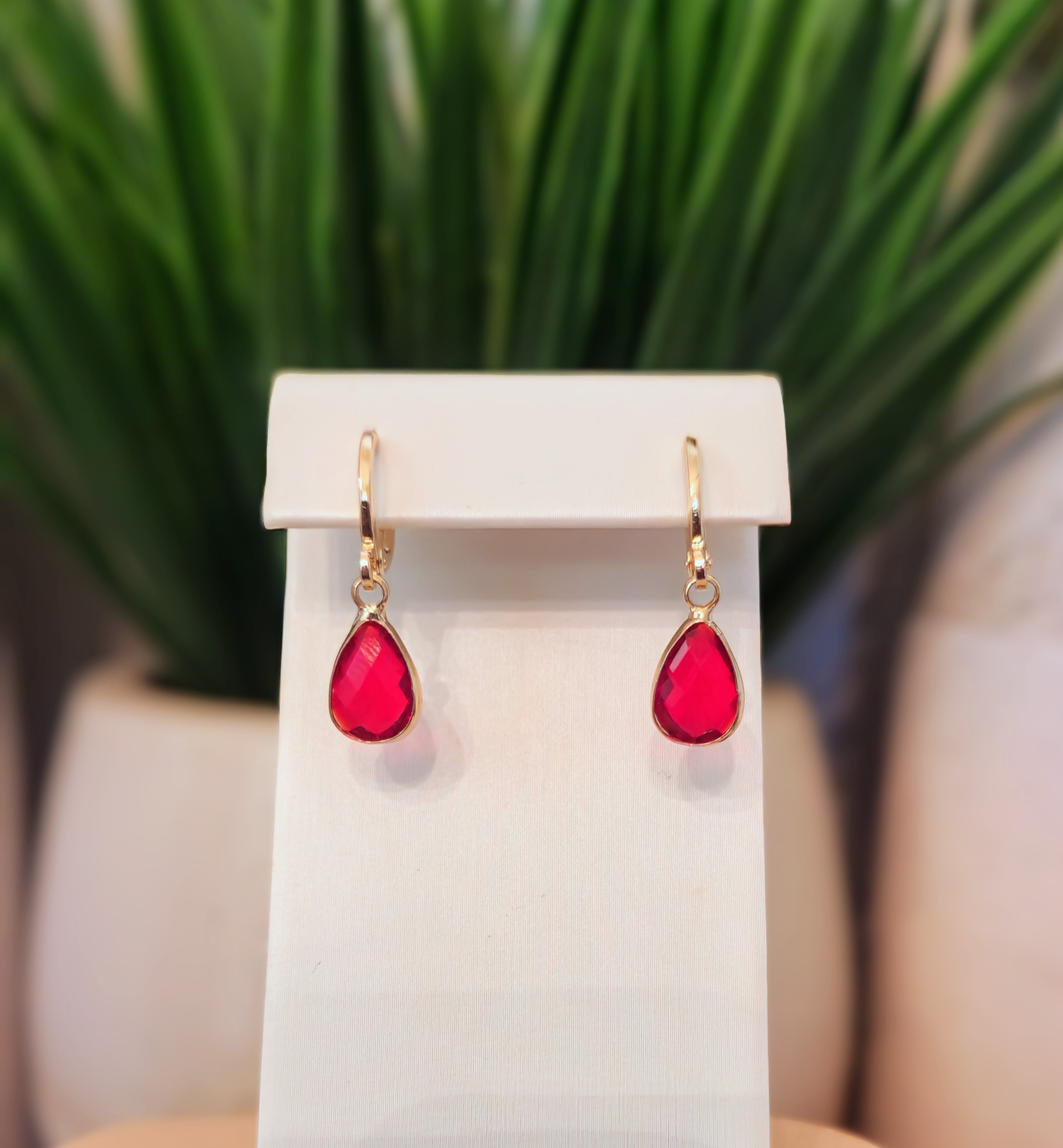 Birthstone Huggie Hoop Earrings– Dainty 18k Gold Drop in Every Month