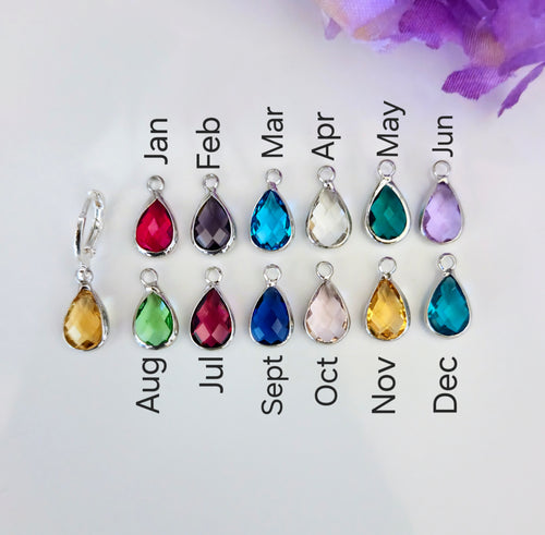 Birthstone Sterling Silver Earrings: Choose Month