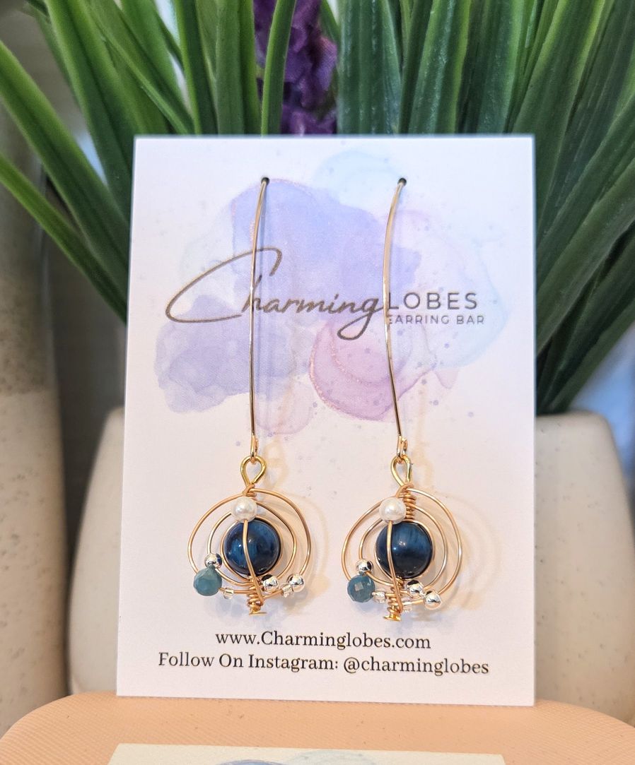 Wire Wrapped Gemstone Orb Earrings