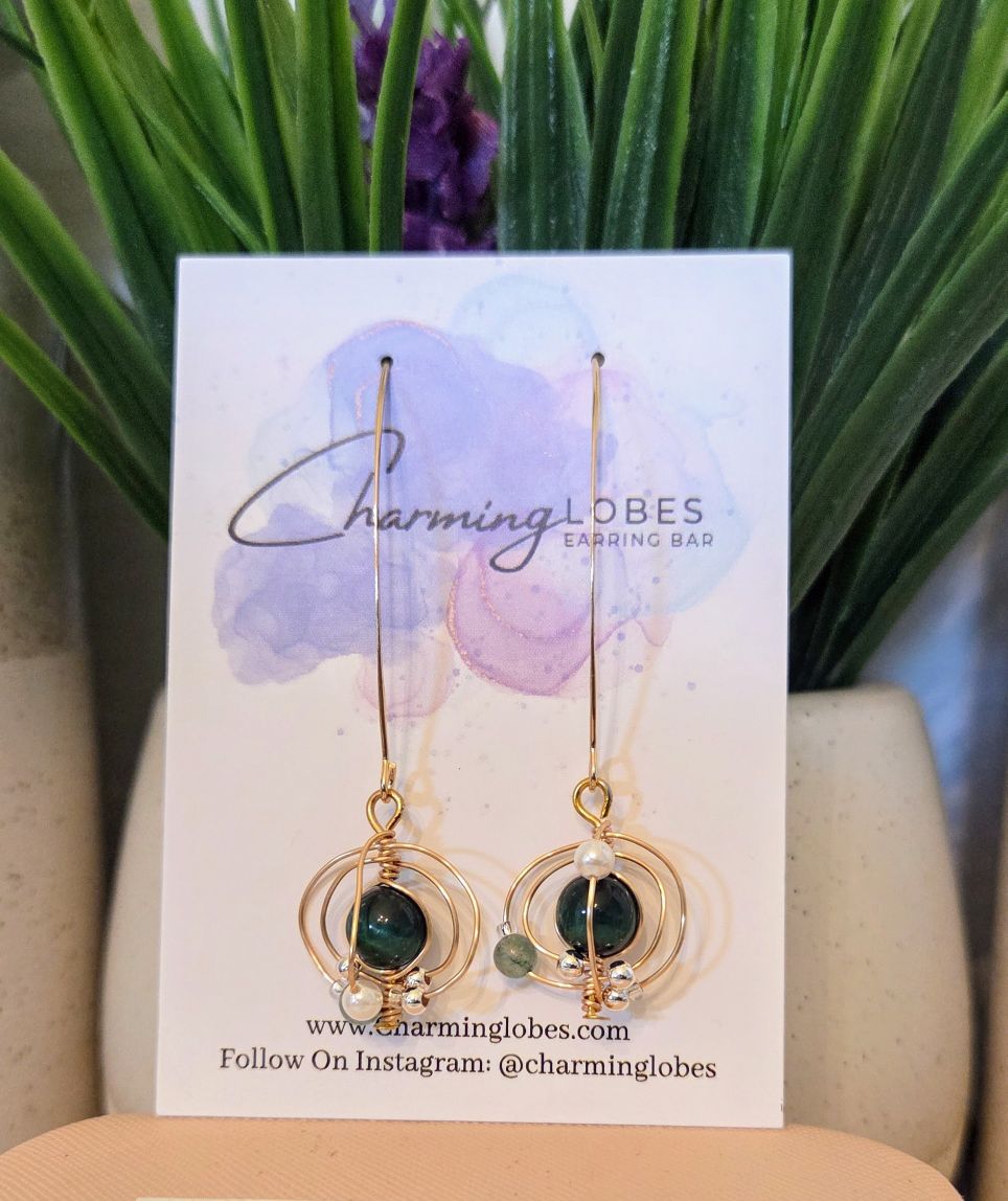 Wire Wrapped Gemstone Orb Earrings