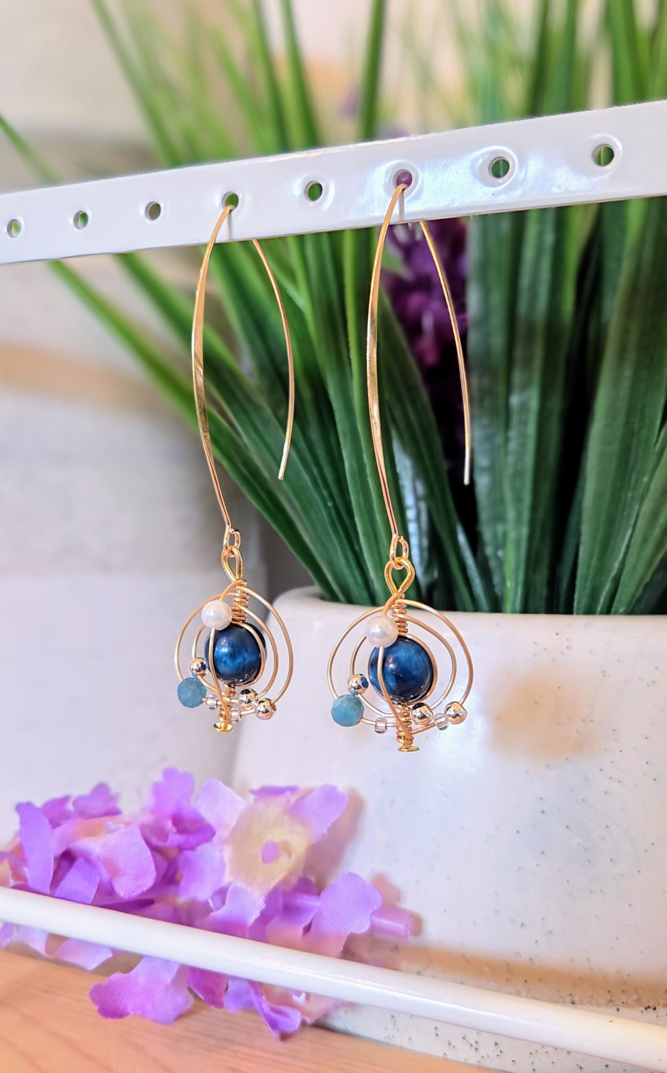 Wire Wrapped Gemstone Orb Earrings
