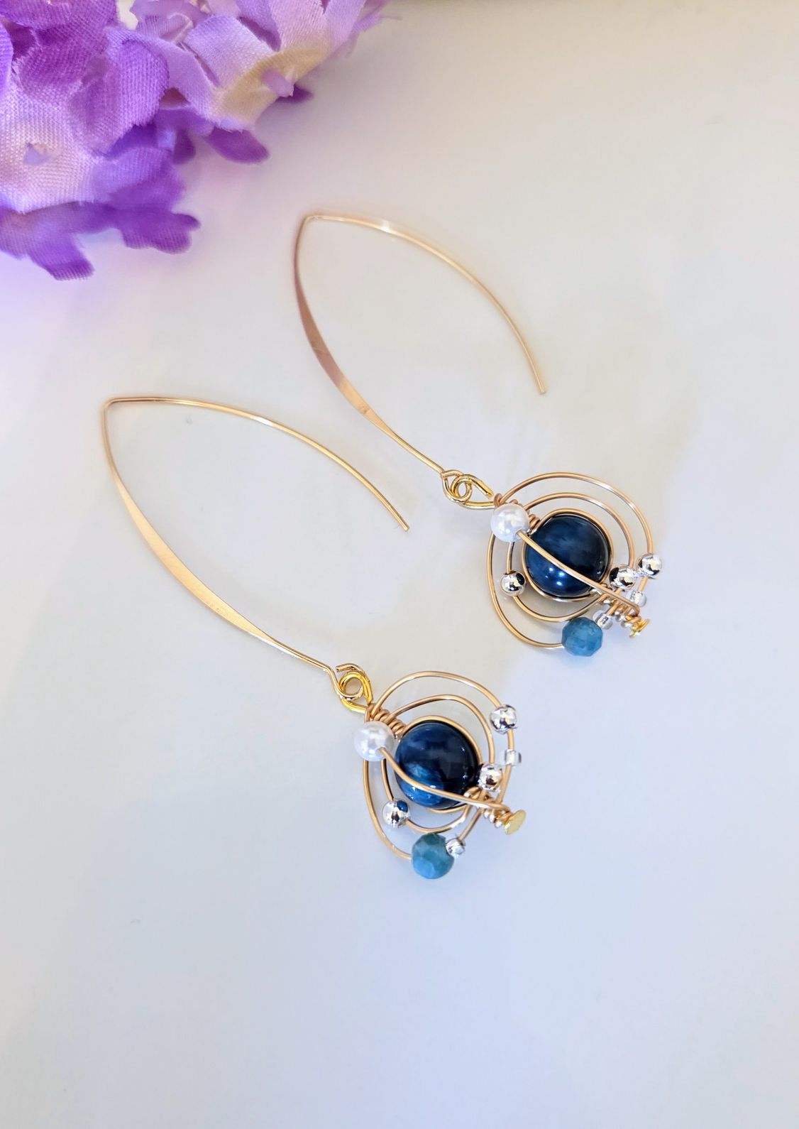 Wire Wrapped Gemstone Orb Earrings