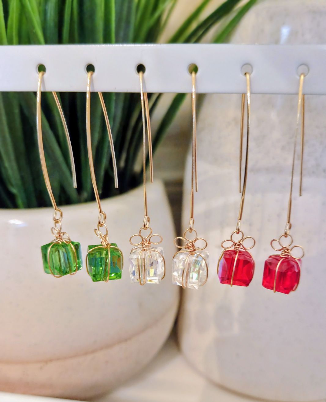 Gift Box Threader Earrings