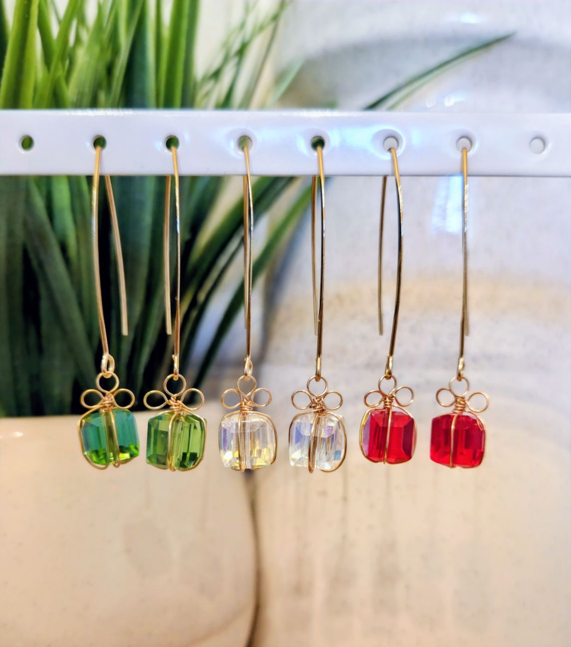 Gift Box Threader Earrings