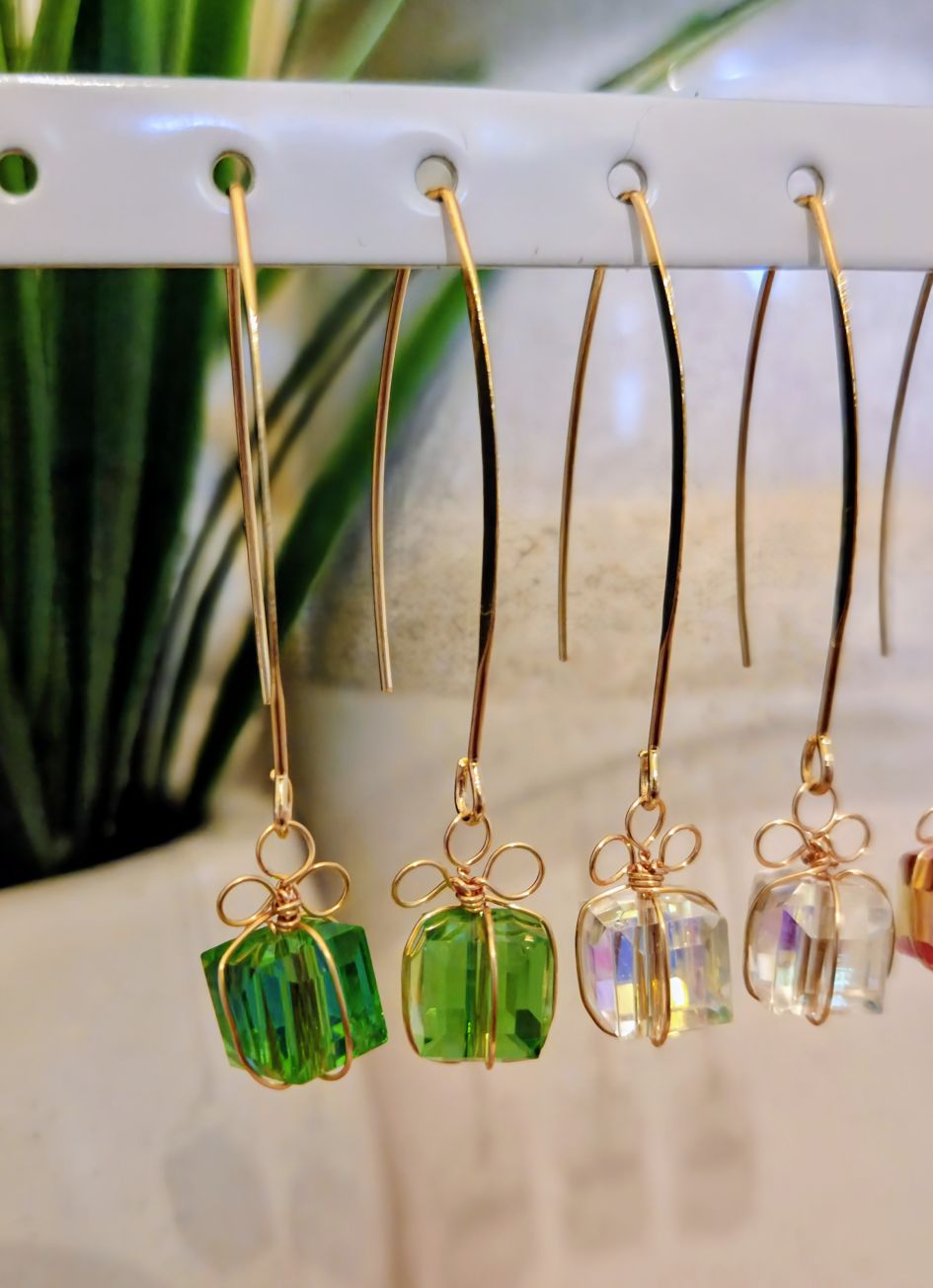 Gift Box Threader Earrings