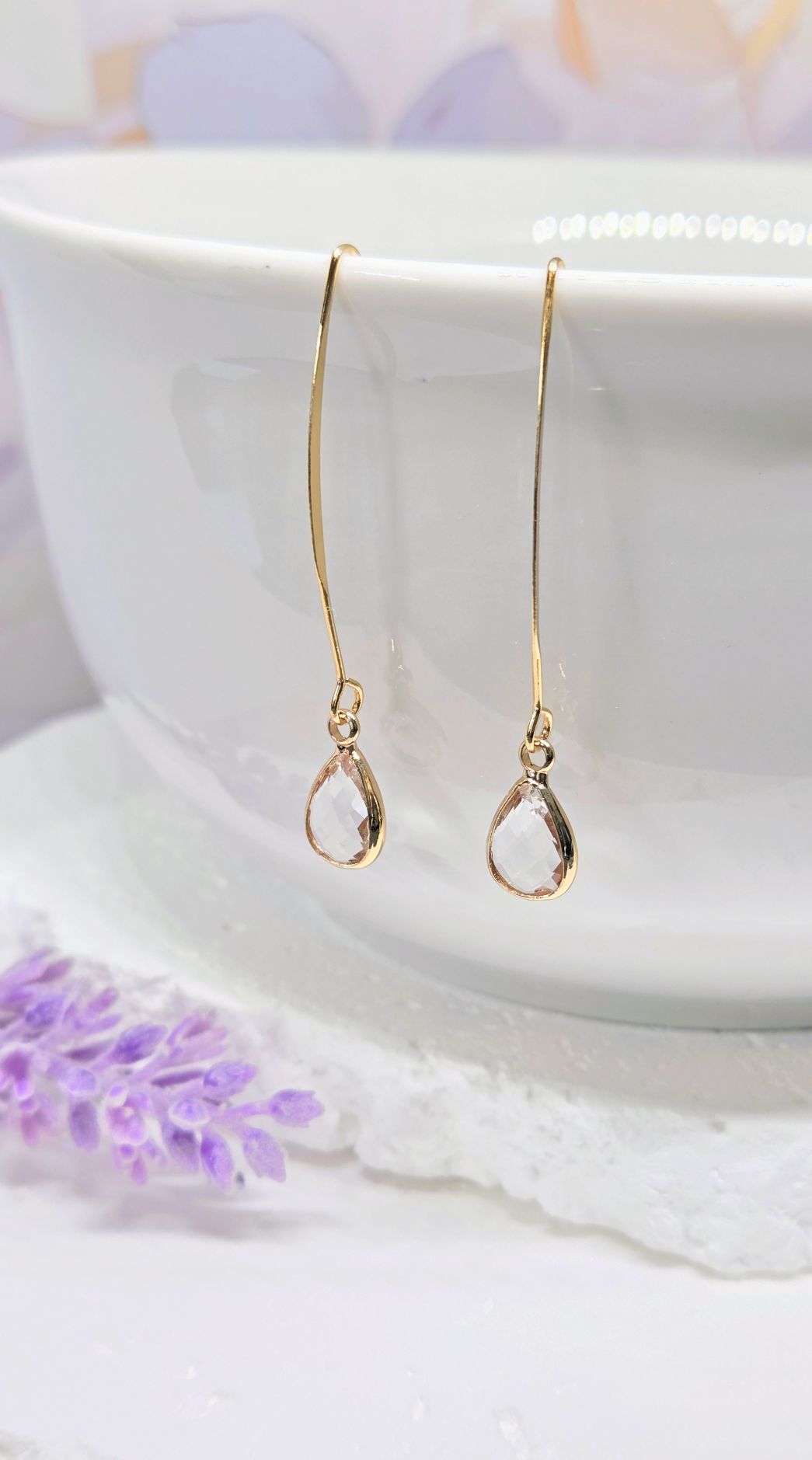 Birthstone Threader Earrings- 18k Gold Dangle Drop for Every Month