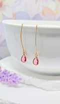 Birthstone Threader Earrings- 18k Gold Dangle Drop for Every Month